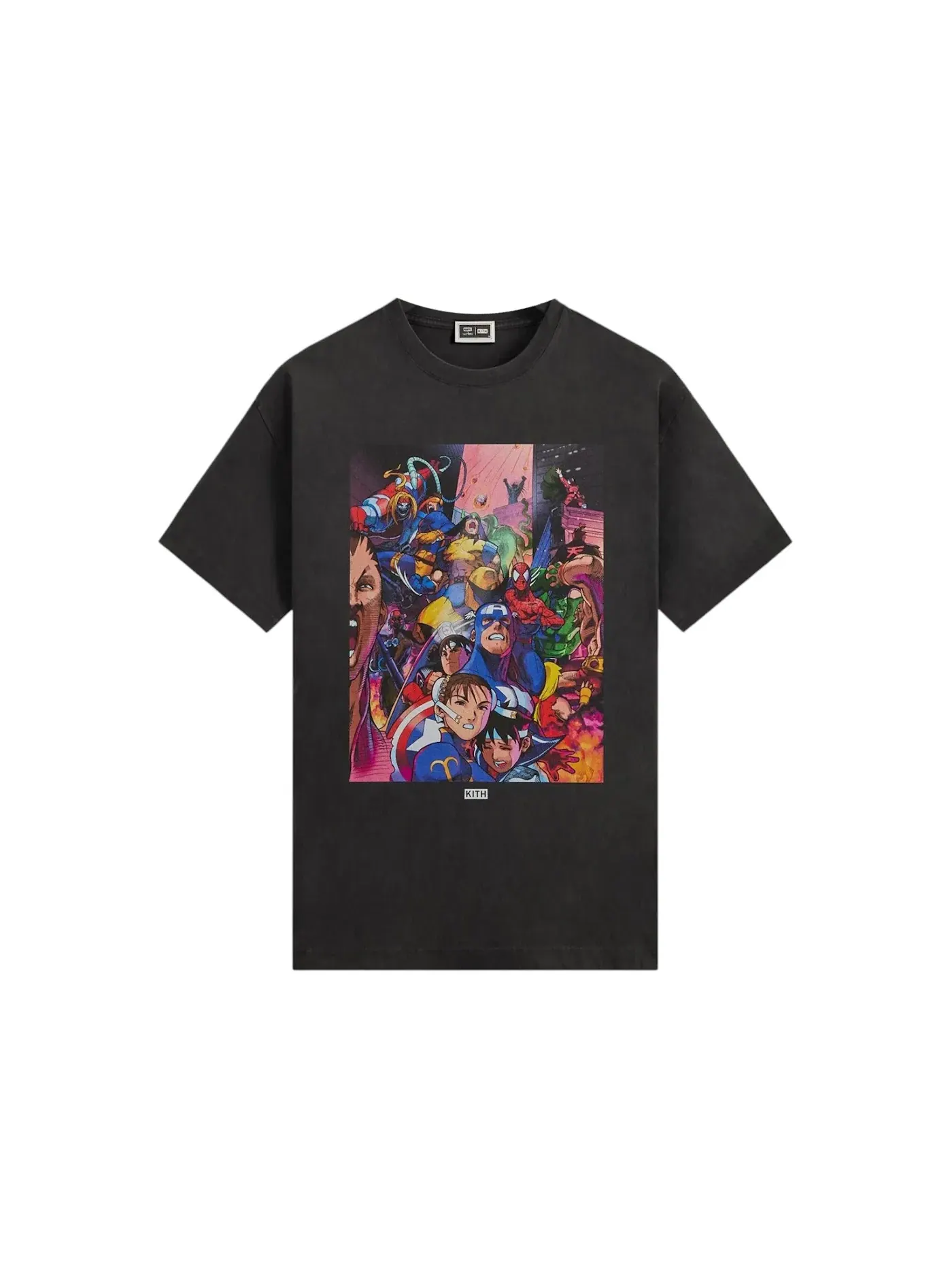 Мужская футболка с принтом Kith x Marvel vs Capcom Heroes vs Street Fighter Vintage Tee — изображение 1 из 2, черный
