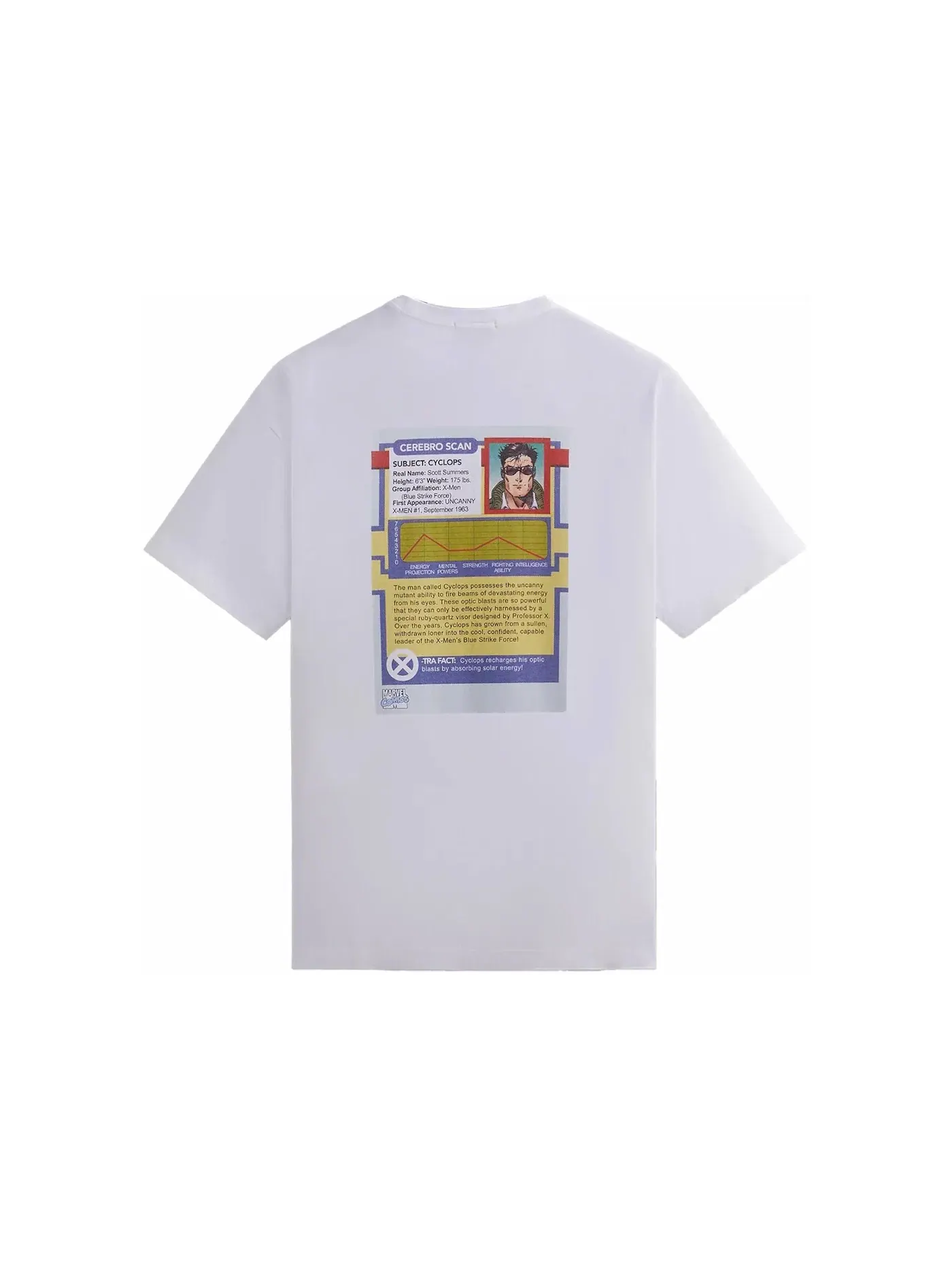 Мужская футболка с принтом Cyclops Card Vintage Kith x Marvel — изображение 2 из 2, белый