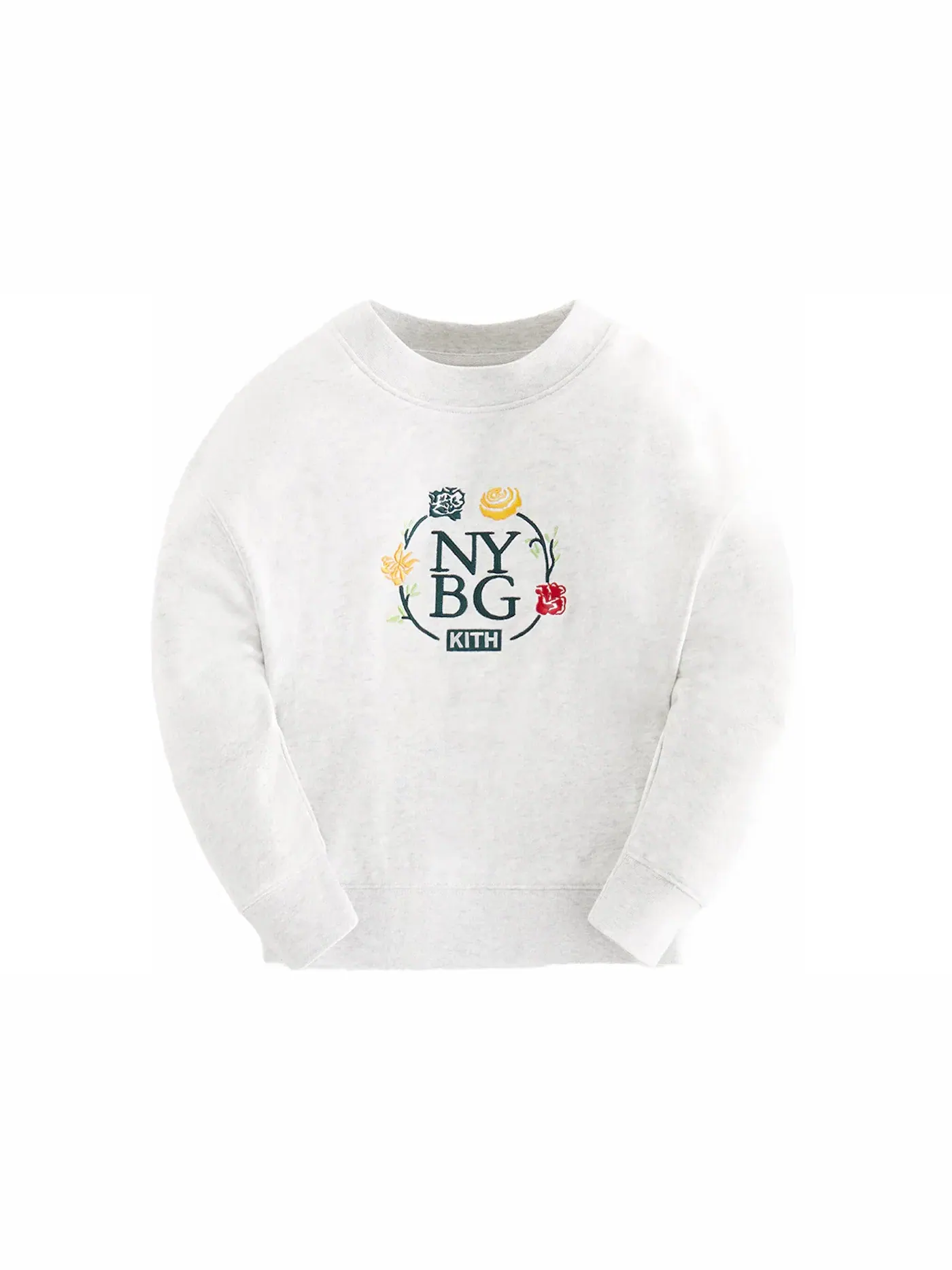 Детское худи с принтом Kith x New York Botanical Garden Kids Logo Nelson Crewneck — изображение 1 из 2, светлый серый