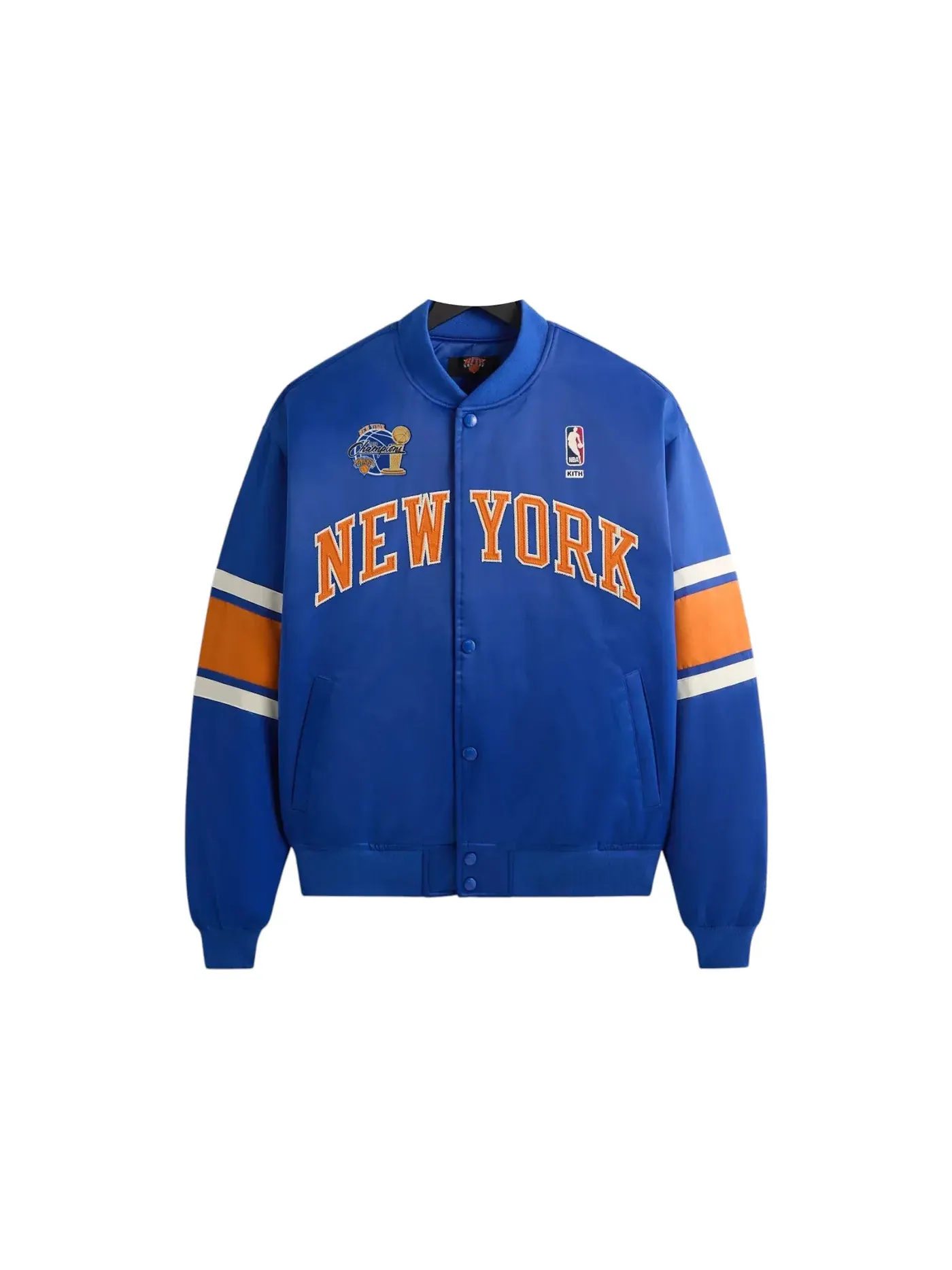 Мужская бомбер-куртка из сатина с принтом Kith x New York Knicks 2026 Champions, Current — изображение 1 из 1