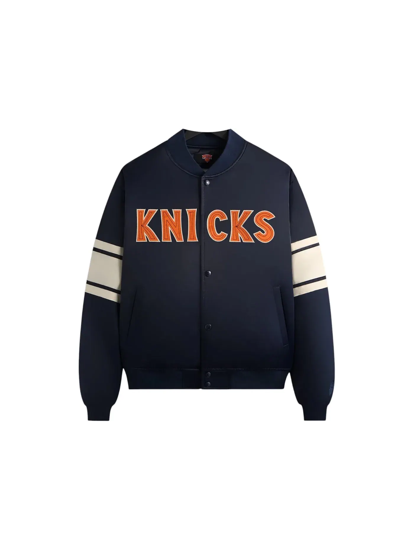 Мужская куртка-бомбер из атласа Kith x New York Knicks Classic Satin Bomber Jacket Nocturnal — изображение 1 из 2, ночной