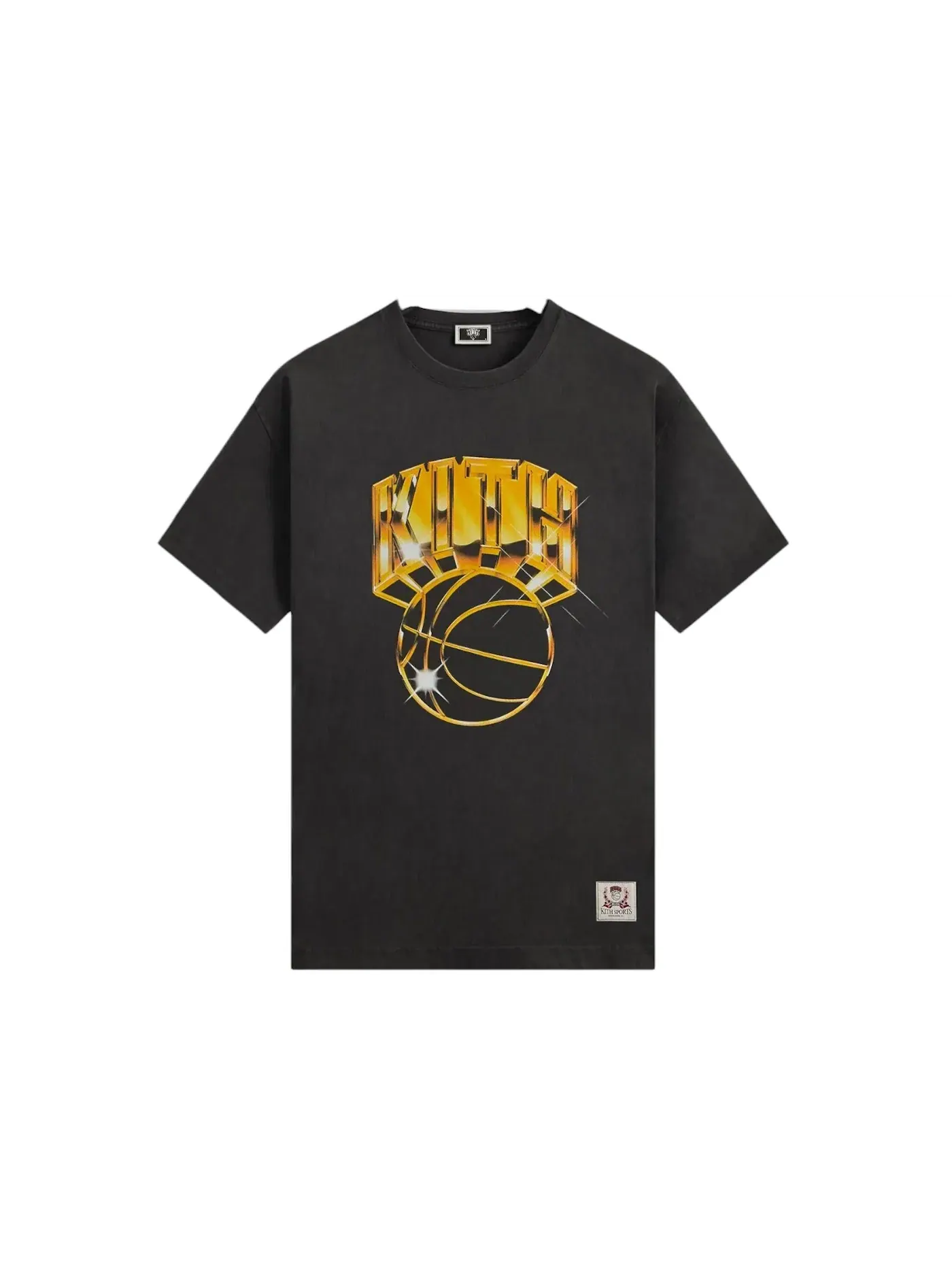Мужская футболка с принтом Kith x New York Knicks Gold Vintage Jones Tee — изображение 1 из 2, черный