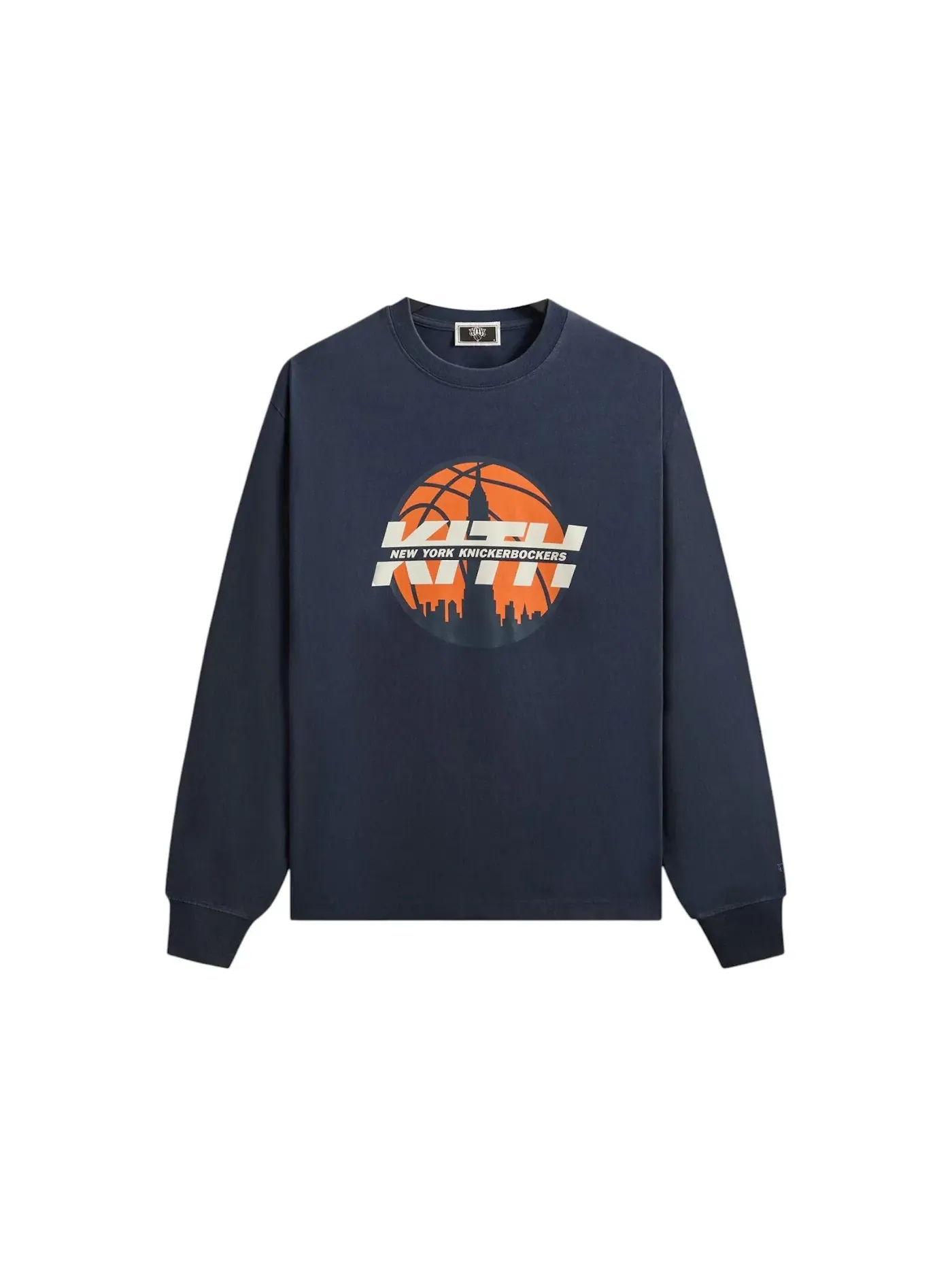 Мужская футболка с длинным рукавом с принтом Kith x New York Knicks Knickerbockers Quinn Vintage Tee Kith, ночной