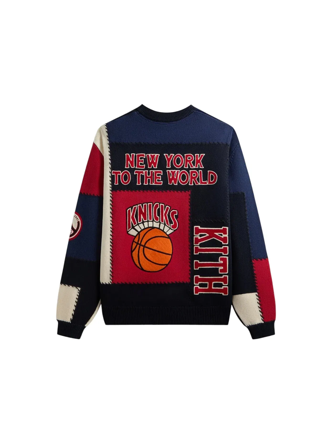 Мужской свитер с патчворк-дизайном Kith x New York Knicks Patchwork Crewneck Sweater — изображение 2 из 2, ночной