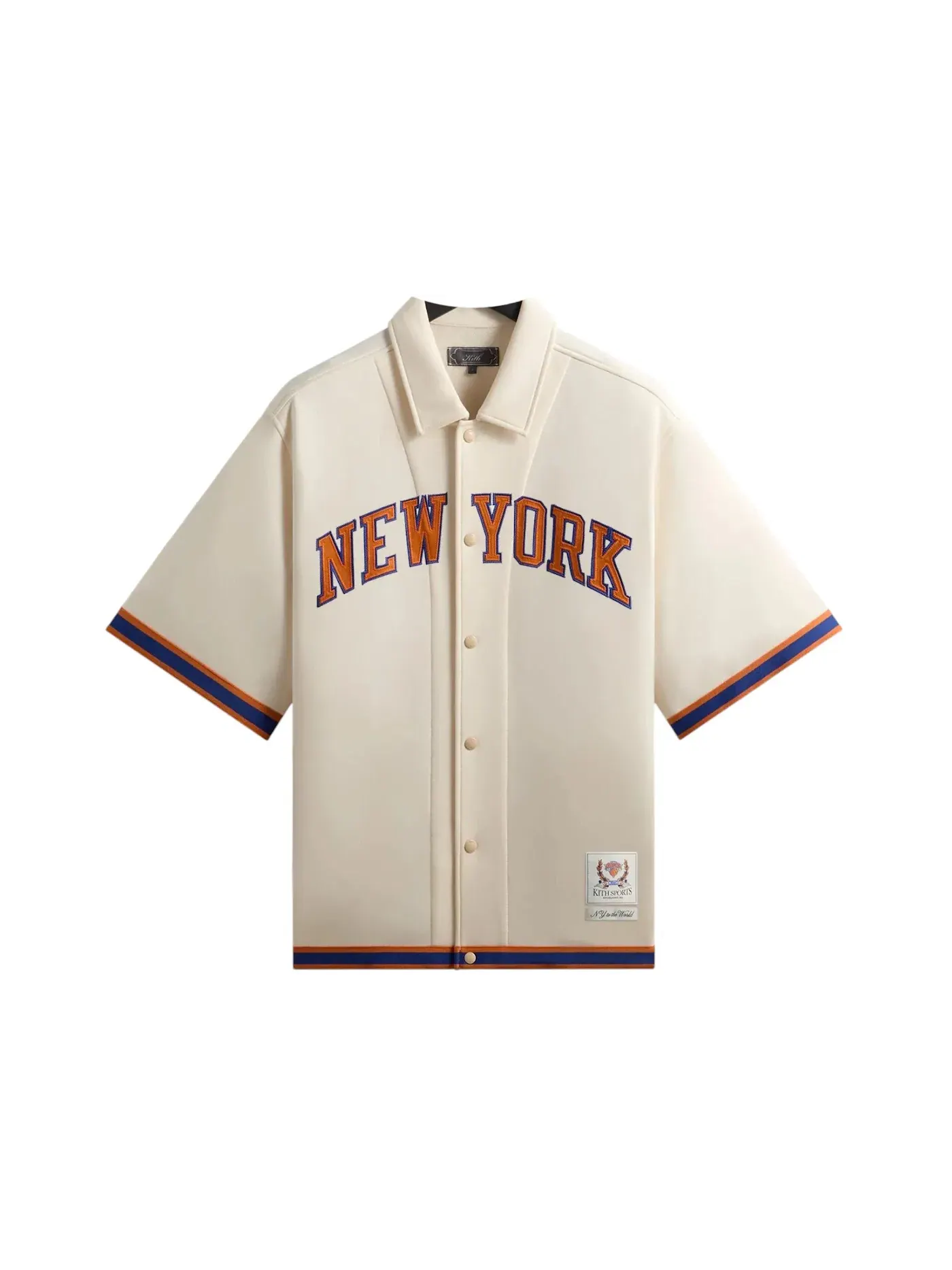 Мужская рубашка с принтом Kith x New York Knicks Patrick Ewing Woodpoint Shirt, Sandrift — изображение 1 из 2