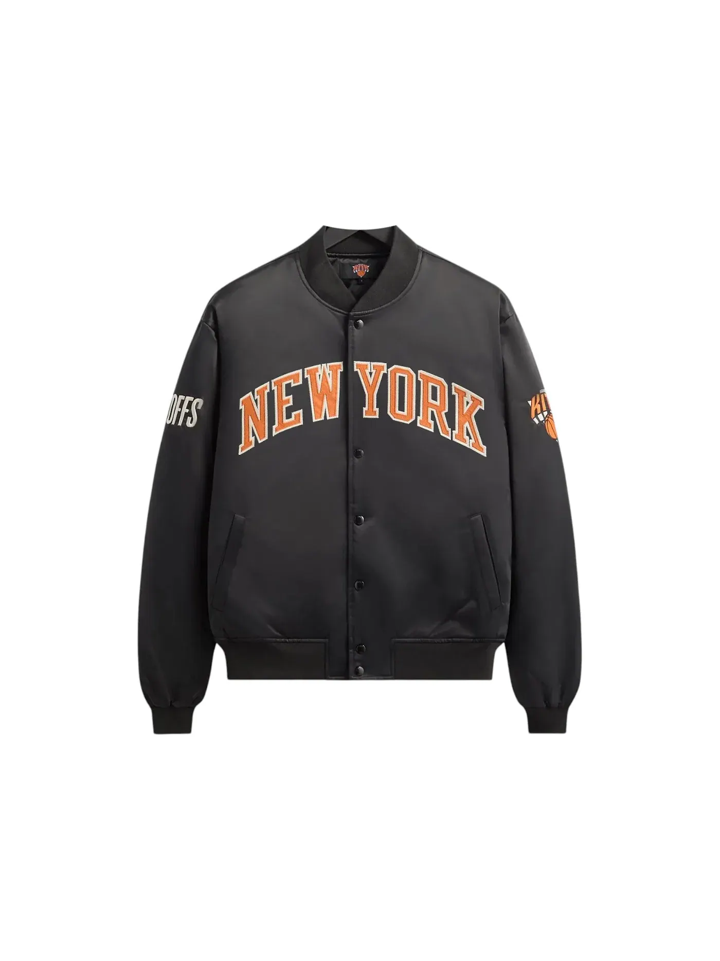Мужская куртка-бомбер из сатина с принтом Kith x New York Knicks — изображение 1 из 2, черный