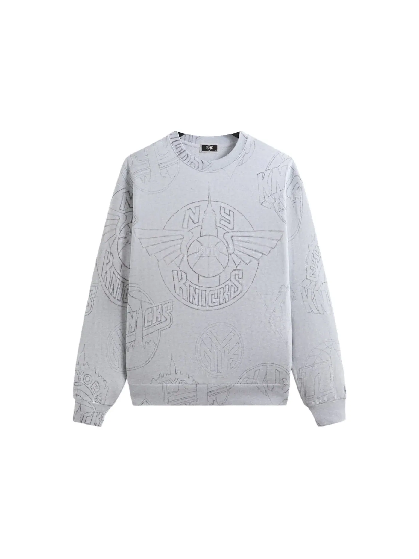 Мужской свитшот с принтом Kith x New York Knicks Sketched Vintage Nelson Crewneck Kith — изображение 1 из 2, светлый серый
