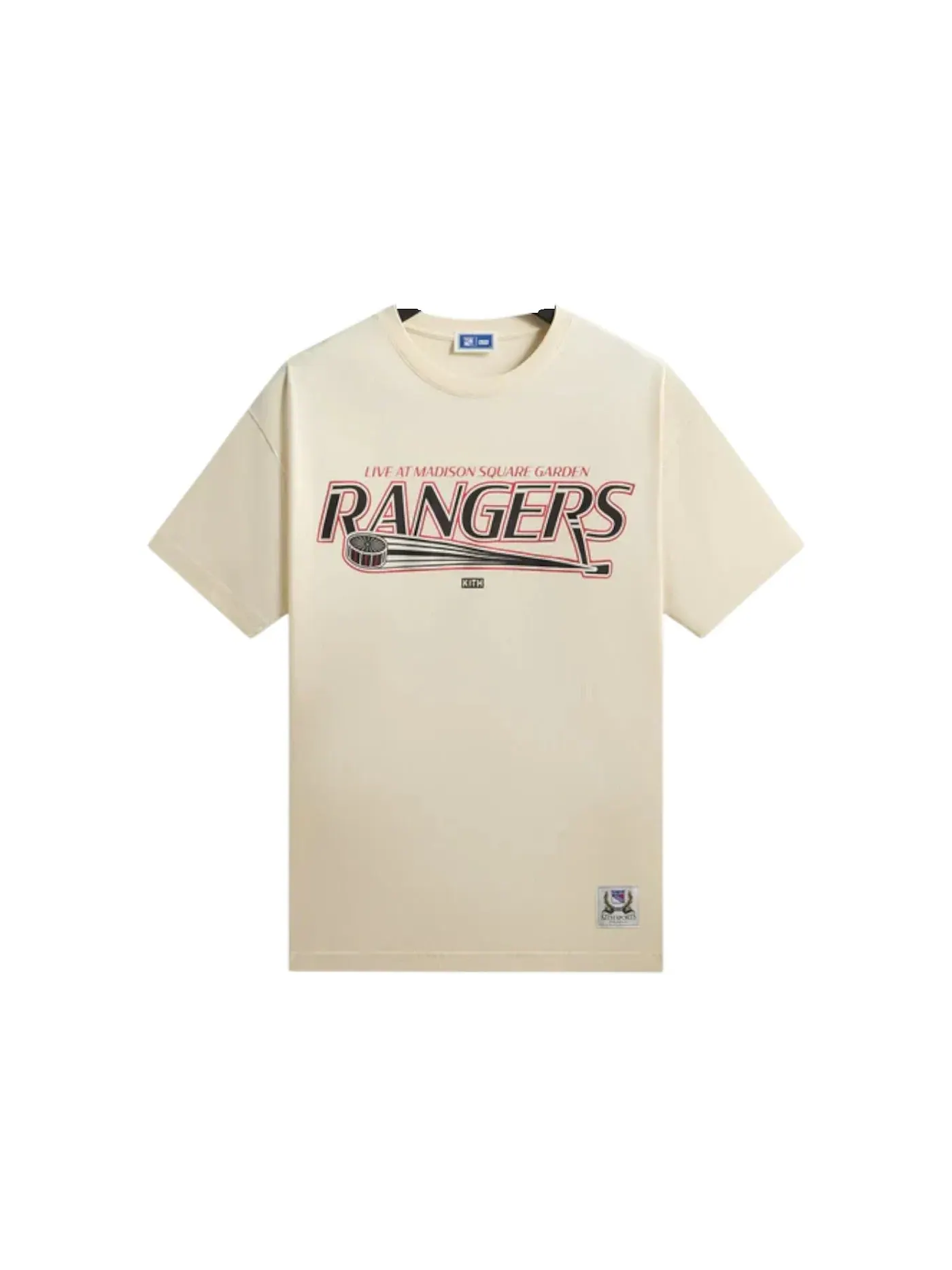 Мужская футболка с принтом Kith x New York Rangers Madison Square Garden Puck Vintage Tee Kith, Sandrift — изображение 1 из 2