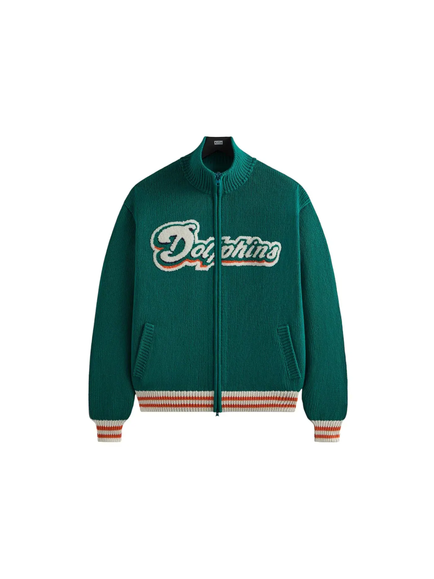 Мужская куртка с полной застежкой-молнией Kith x NFL 47 Dolphins Wyona Full Zip Sweater, Center — изображение 1 из 2