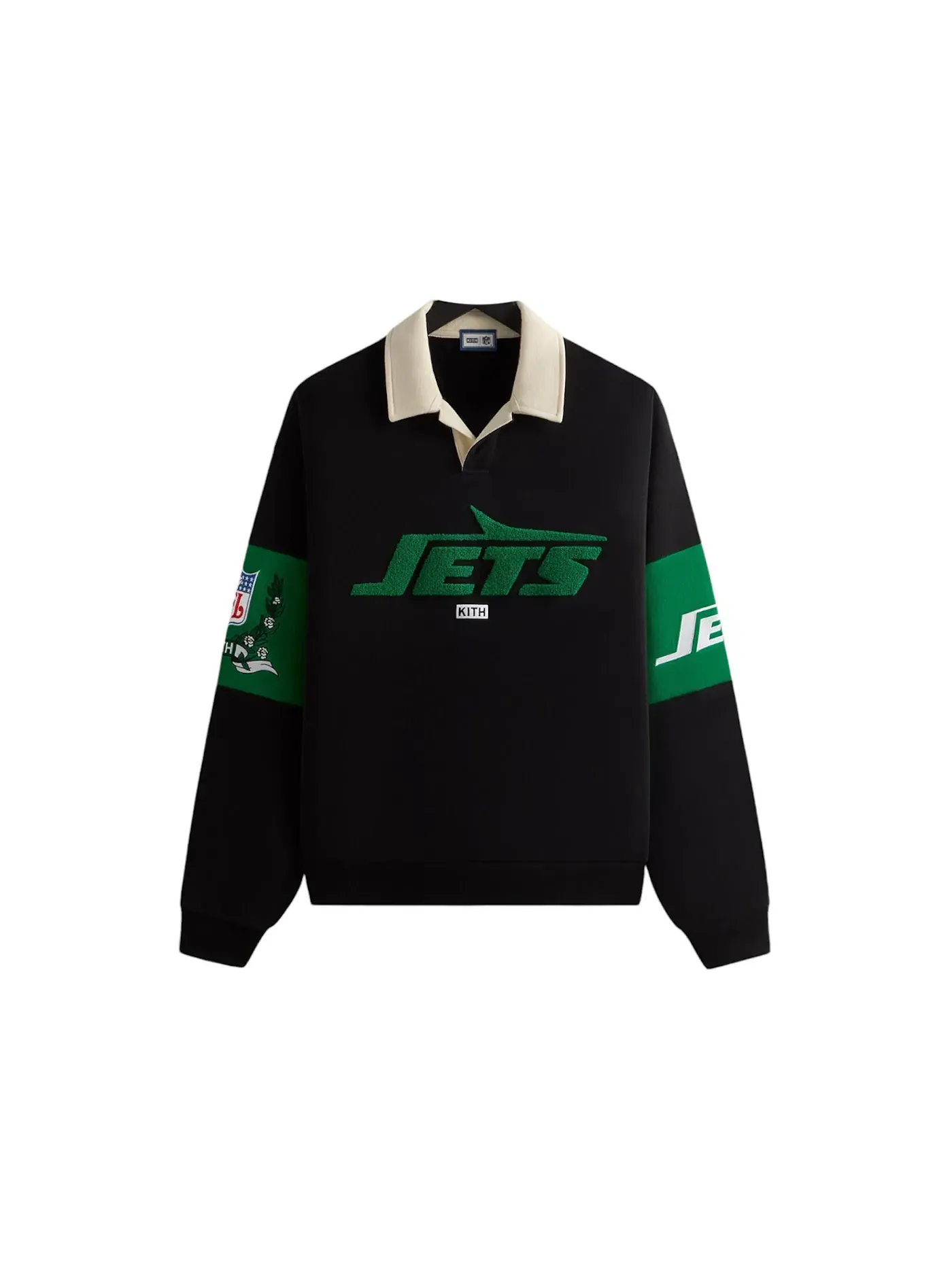 Мужской пуловер с воротником Kith x NFL 47 Jets Nelson Pullover — изображение 1 из 2, черный