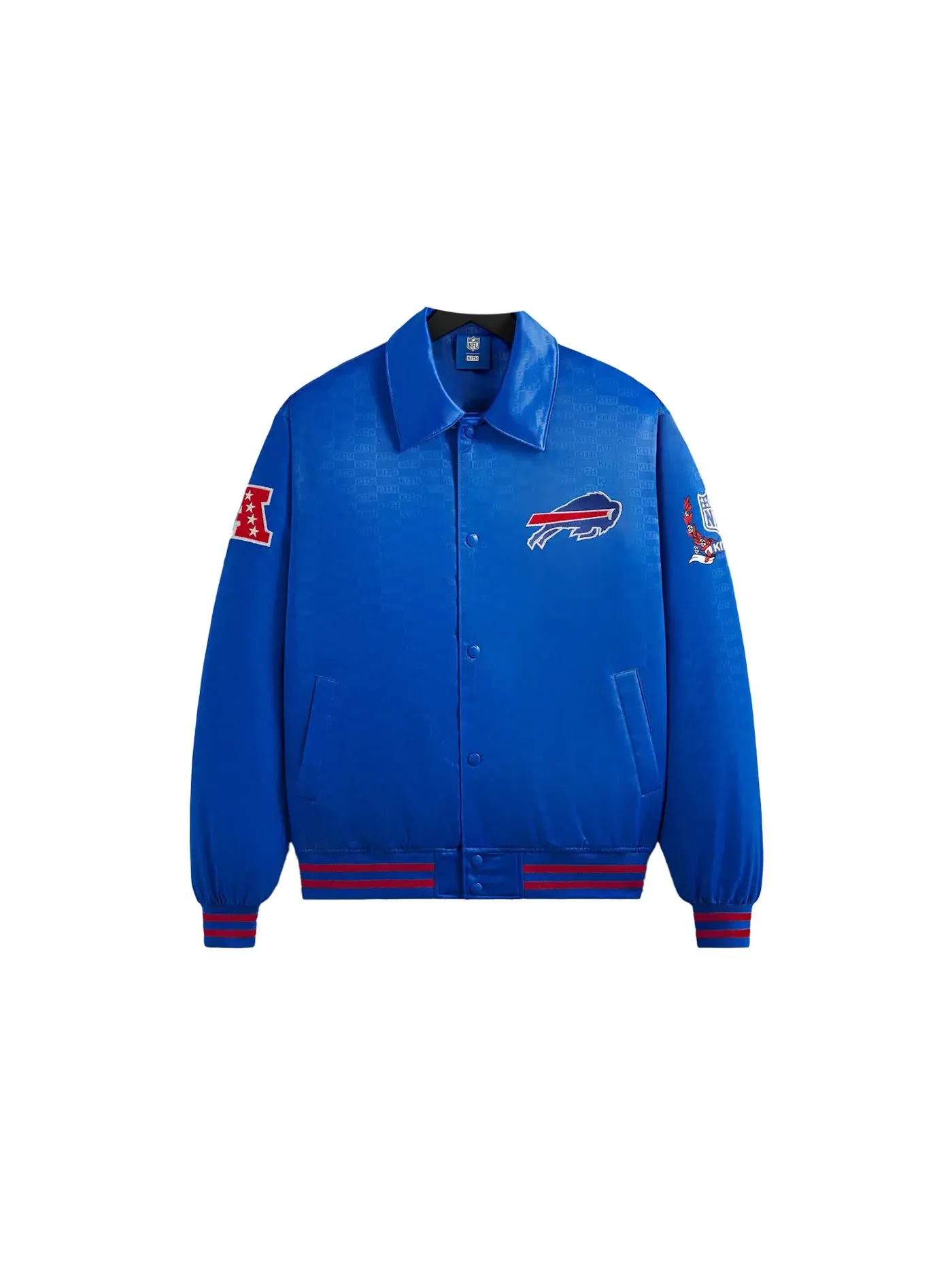 Мужская куртка-бомбер из сатина с принтом Kith x NFL Bills Satin Bomber, Cyclone — изображение 1 из 2