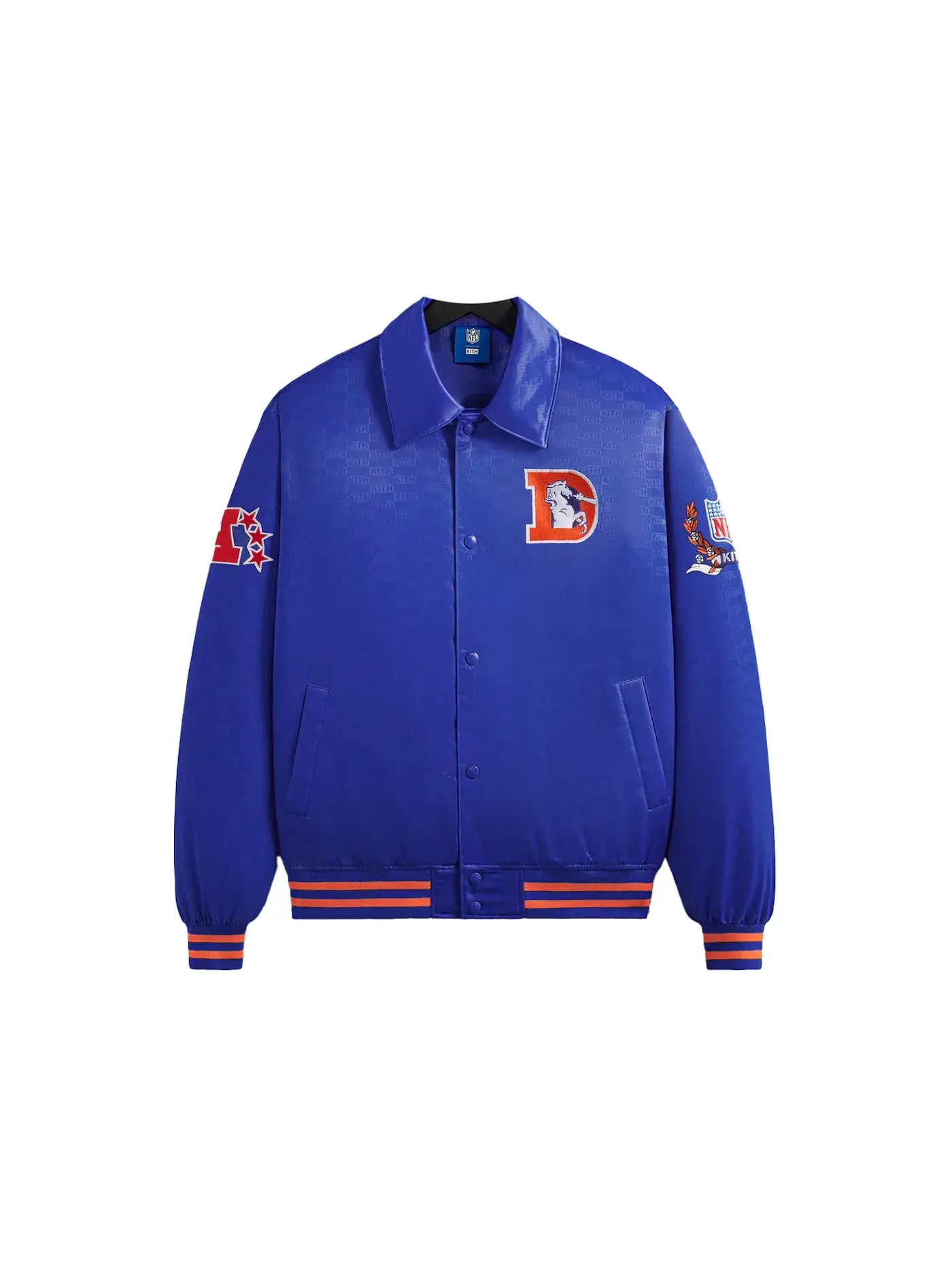 Мужская куртка-бомбер из атласа Kith x NFL Broncos Satin Bomber Jacket Sonam, Sonam — изображение 1 из 2