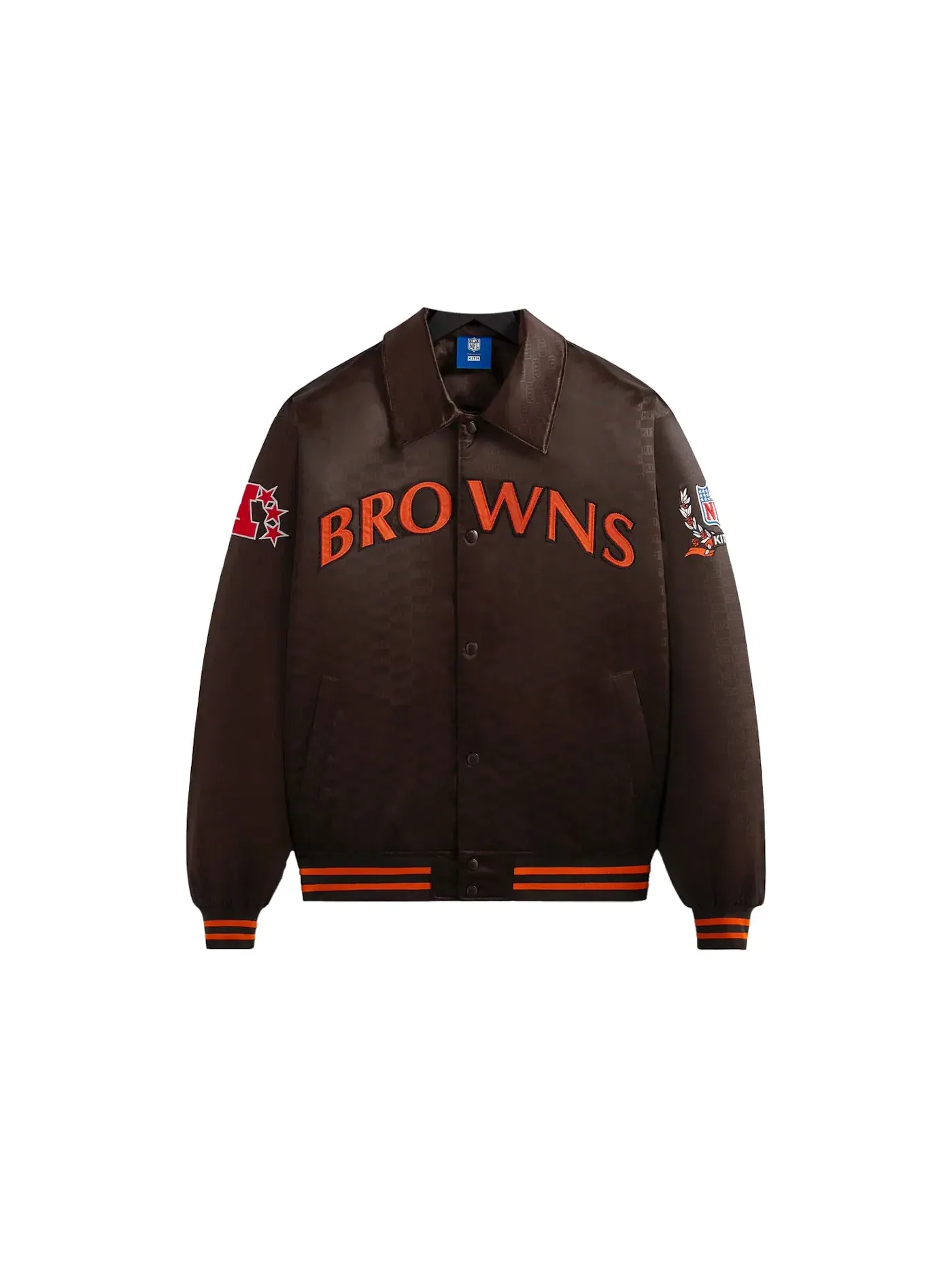 Мужская куртка-бомбер с сатиновой отделкой Kith x NFL Browns Jacket, Zoom — изображение 1 из 2
