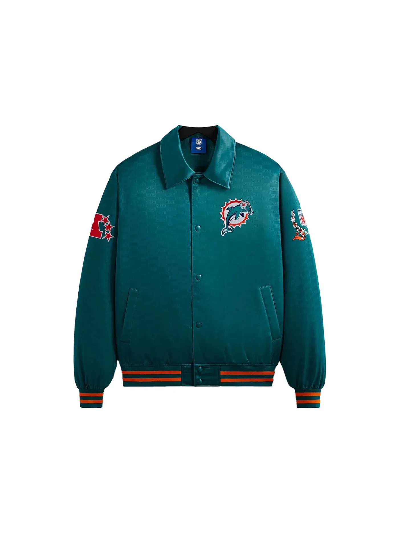 Мужская куртка-бомбер из сатина с принтом Kith x NFL Dolphins Center, Center — изображение 1 из 2