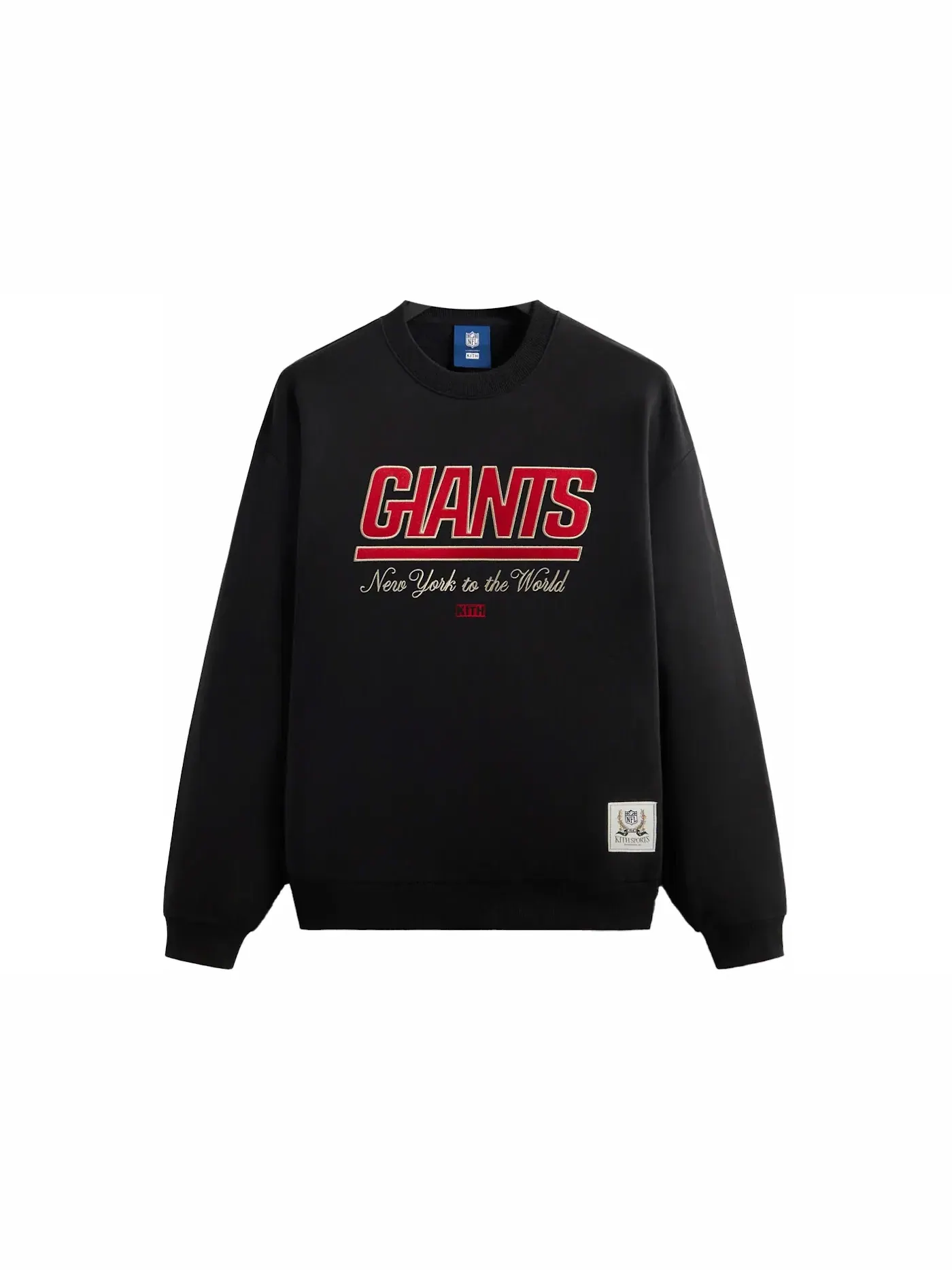 Мужской свитшот с вышивкой Kith x NFL Giants Nelson Vintage Crewneck Black — изображение 1 из 2, черный