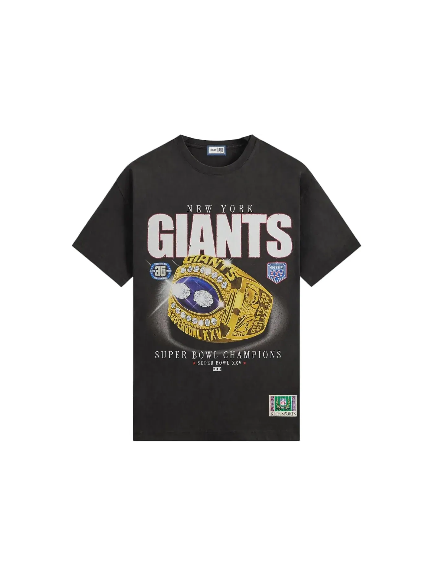 Мужская футболка с принтом Kith x NFL New York Giants Ring Vintage Jones Tee — изображение 1 из 2, черный