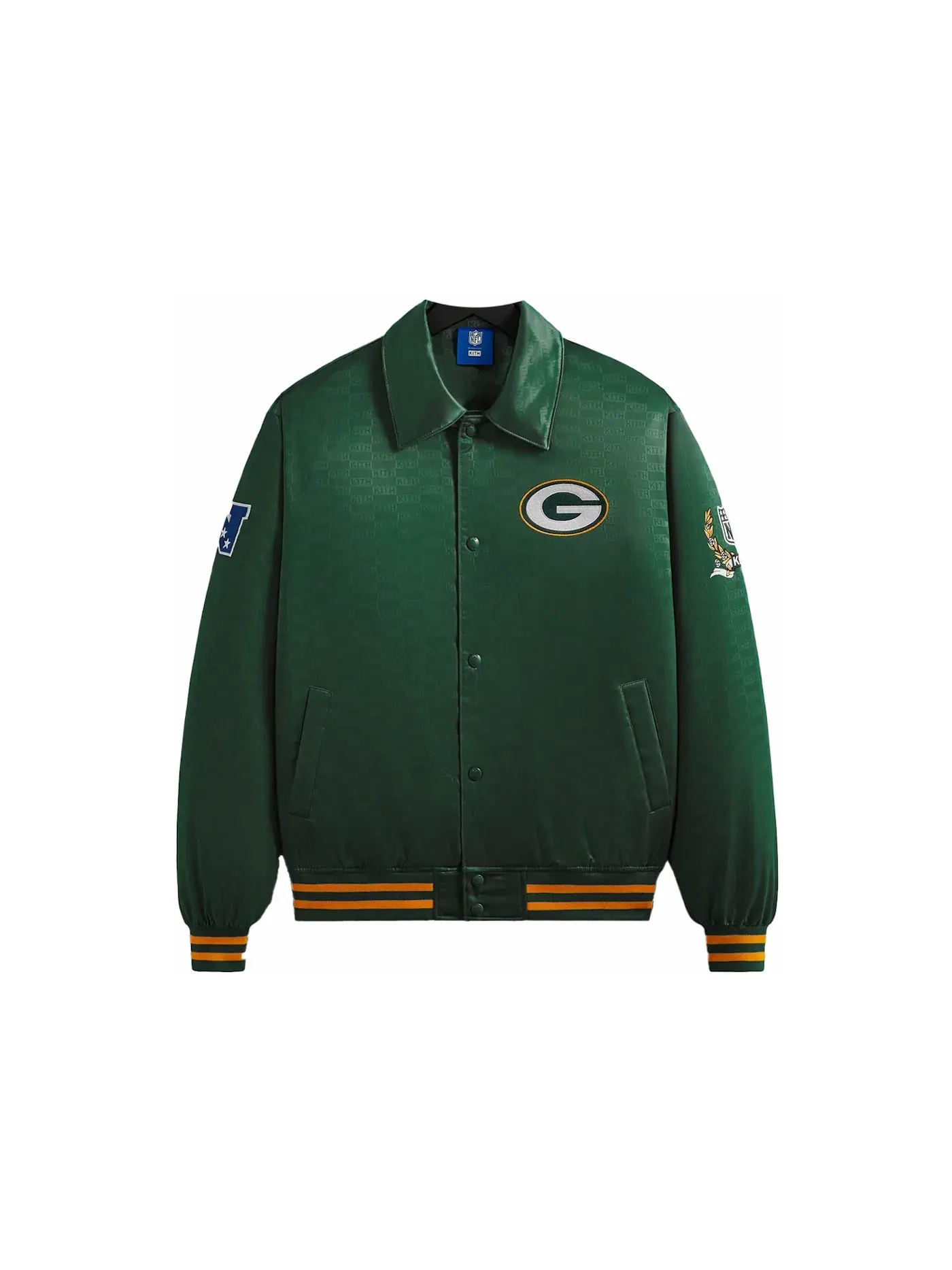 Мужская куртка-бомбер из сатина с принтом Kith x NFL Packers Jacket Kith, Board — изображение 1 из 2
