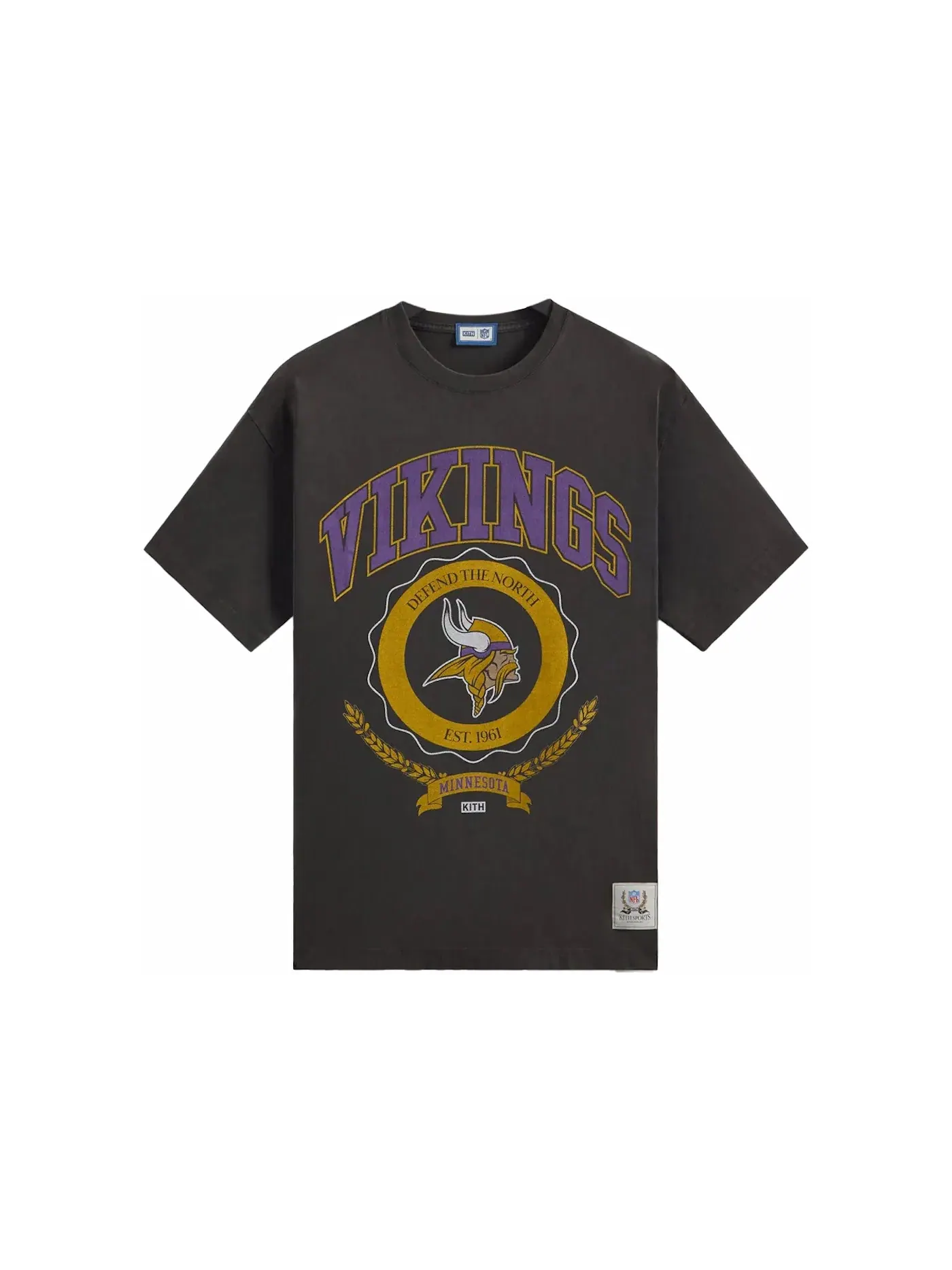 Мужская футболка с принтом Kith x NFL Vikings Vintage Tee — изображение 1 из 2, черный