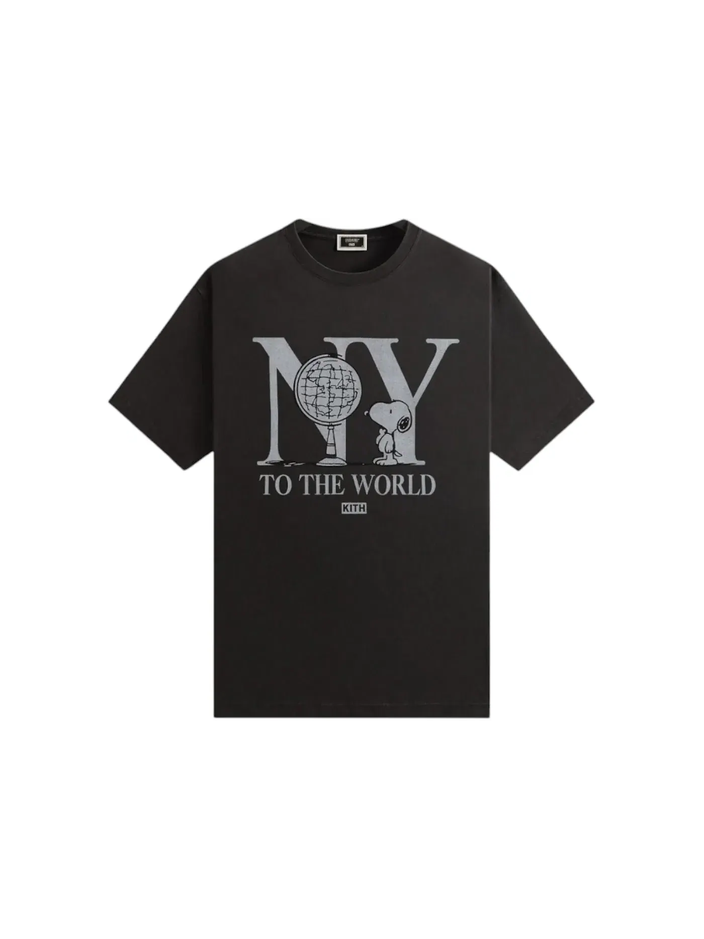 Мужская футболка с принтом Kith x Peanuts New York To The World Vintage Tee — изображение 1 из 2, черный