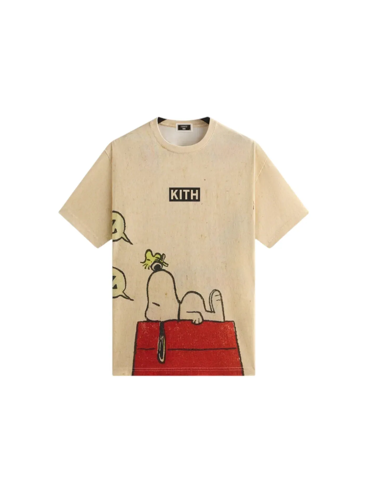 Мужская футболка с принтом Kith x Peanuts Sleeping Doghouse Comic Vintage Tee Kith, Sandrift — изображение 1 из 2