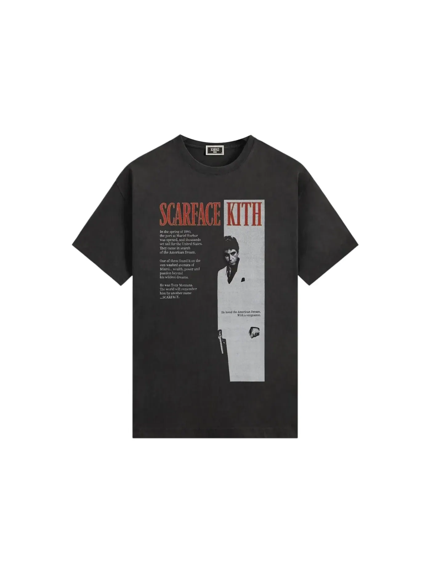 Мужская футболка с принтом Kith x Scarface Film Poster Vintage Tee Black — изображение 1 из 2, черный
