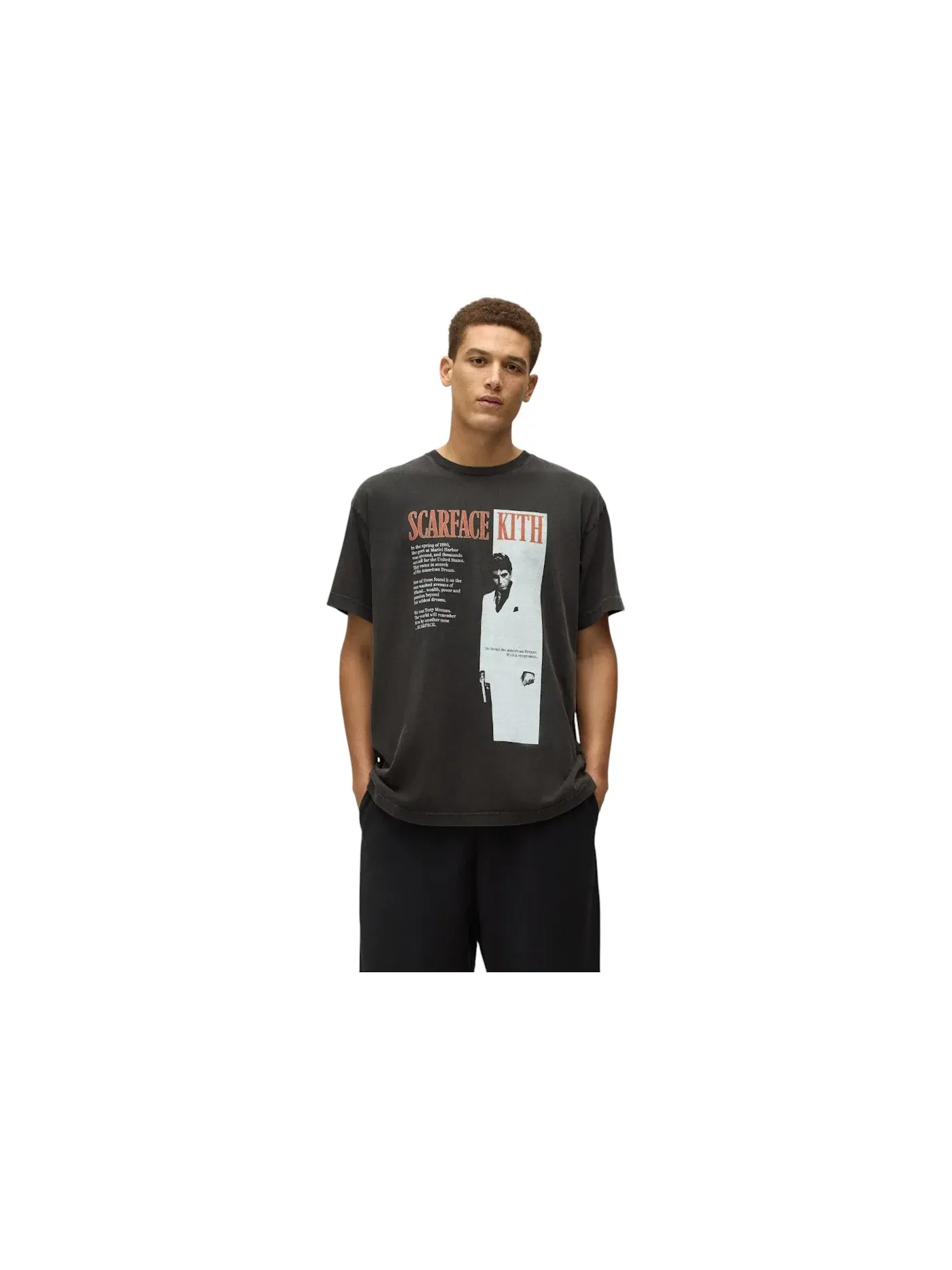 Мужская футболка с принтом Kith x Scarface Film Poster Vintage Tee Black — изображение 2 из 2, черный
