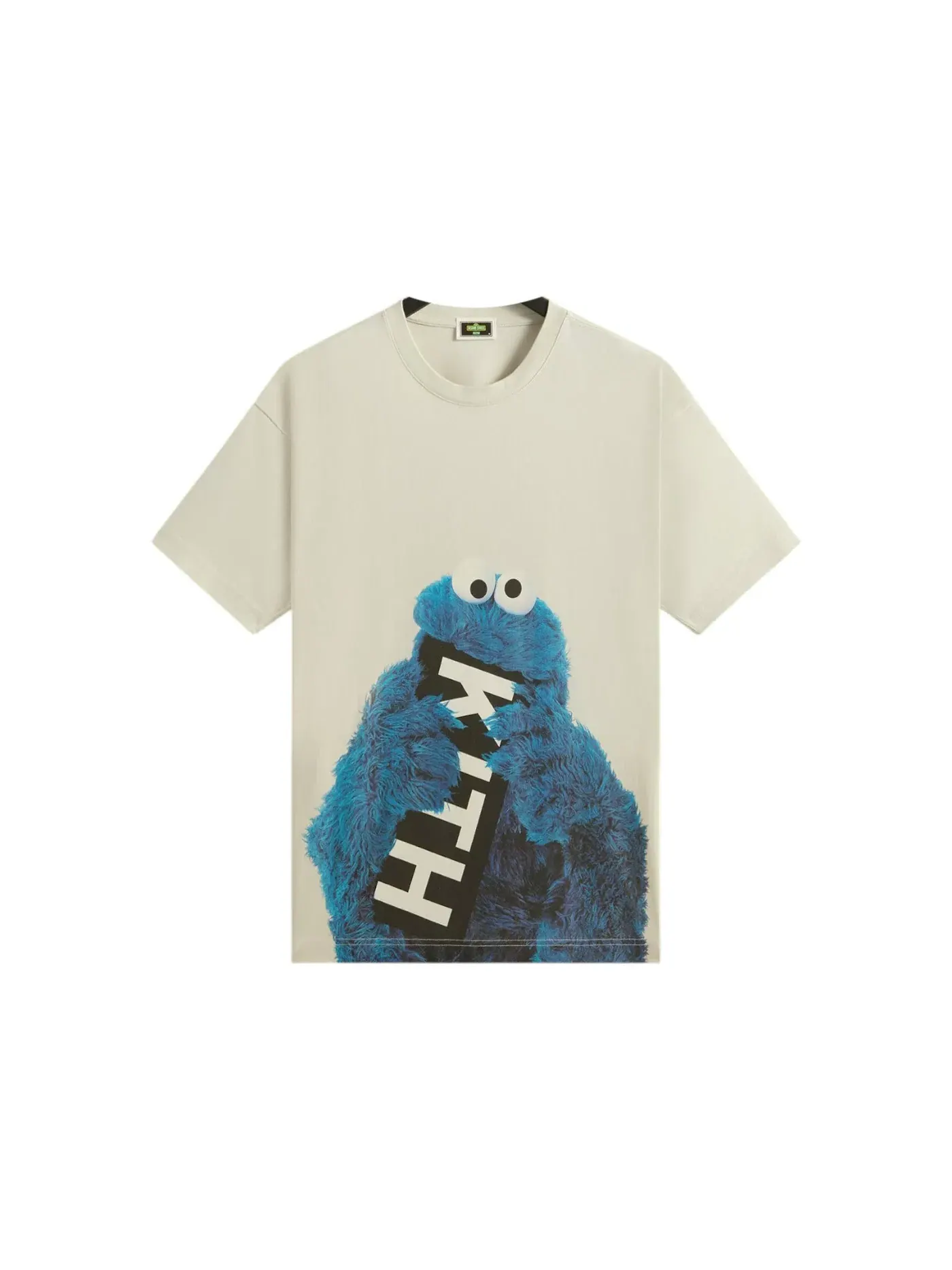 Мужская футболка с принтом Kith x Sesame Street Cookie Monster Tee — изображение 1 из 2, мел