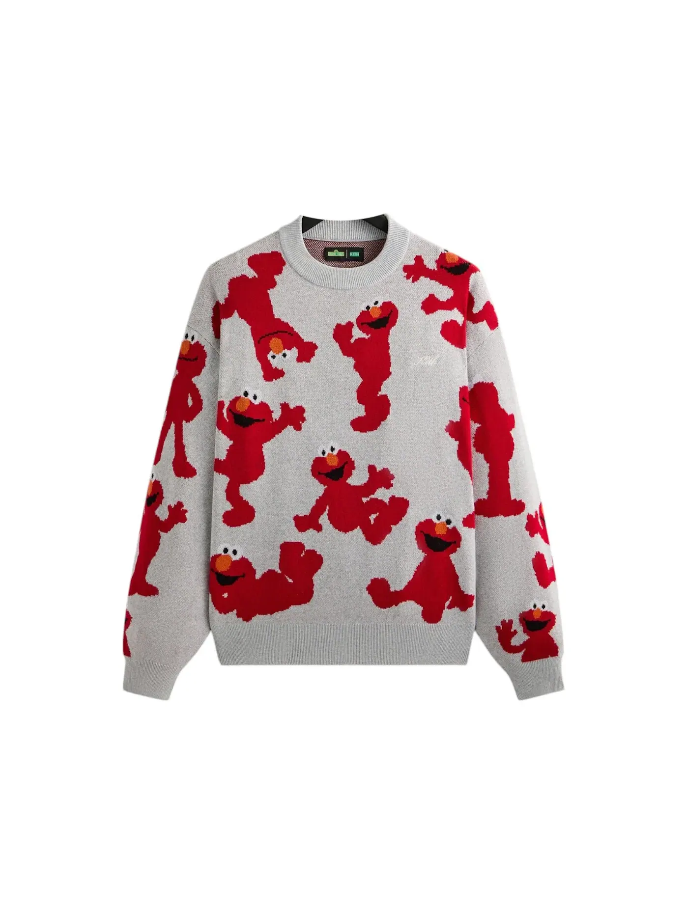 Мужской свитер с интарсией Elmo Intarsia Kith — изображение 1 из 2, светлый серый
