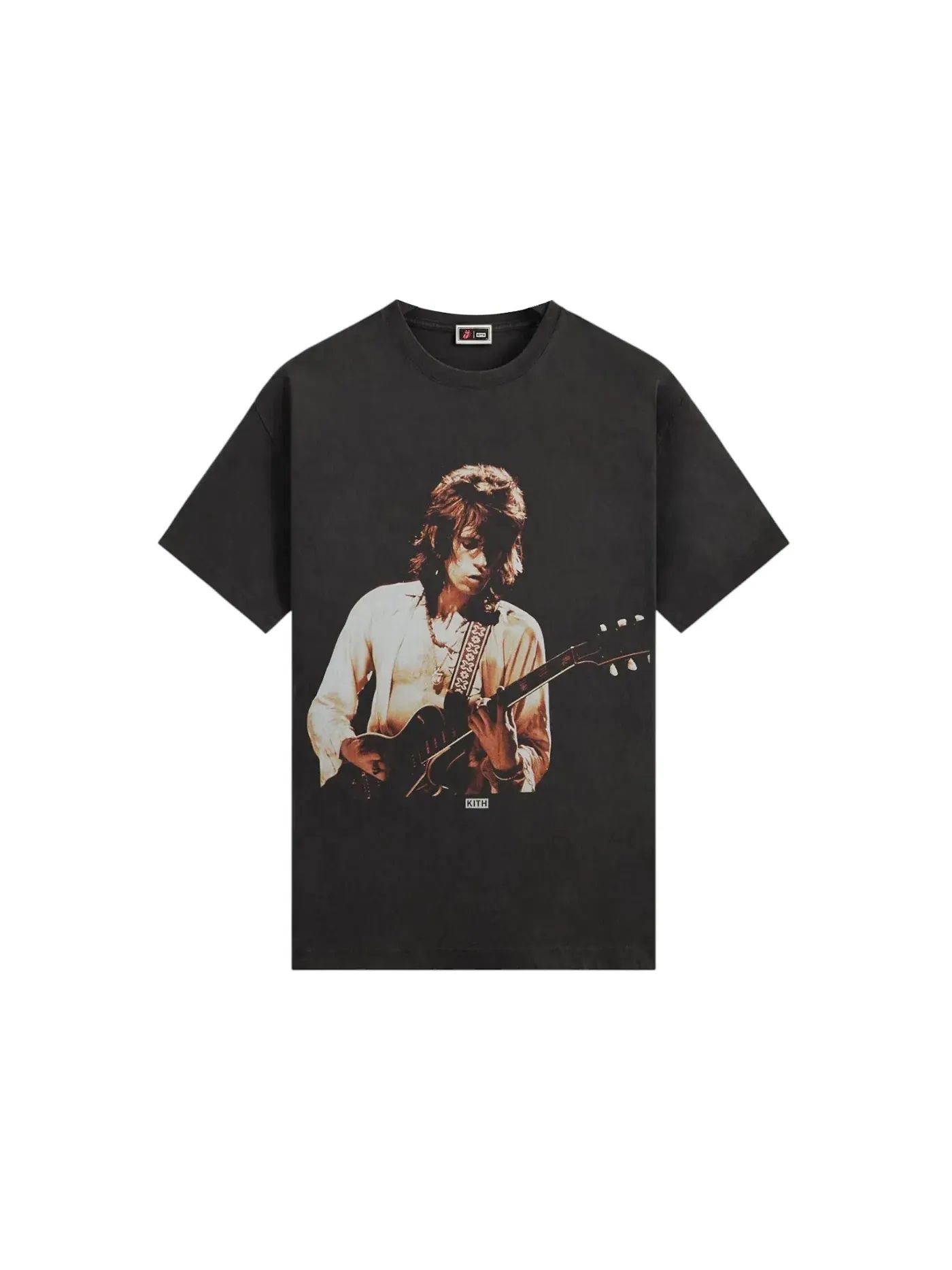 Мужская футболка с принтом Kith x The Rolling Stones Keith Richards Concert Photo Vintage Tee — изображение 1 из 2, черный