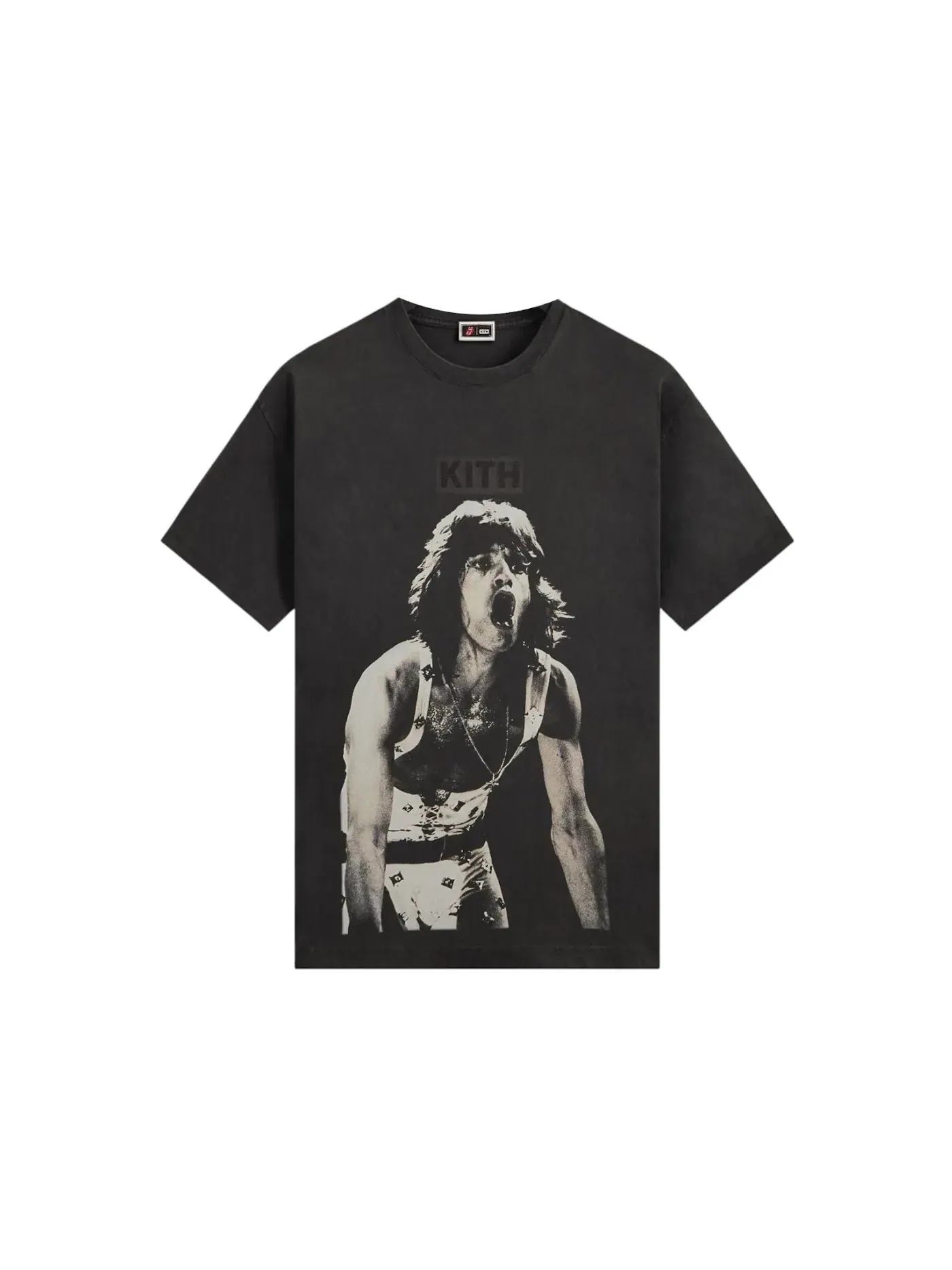 Мужская футболка с принтом Kith x The Rolling Stones Mick Jagger Concert Photo Vintage Tee — изображение 1 из 2, черный