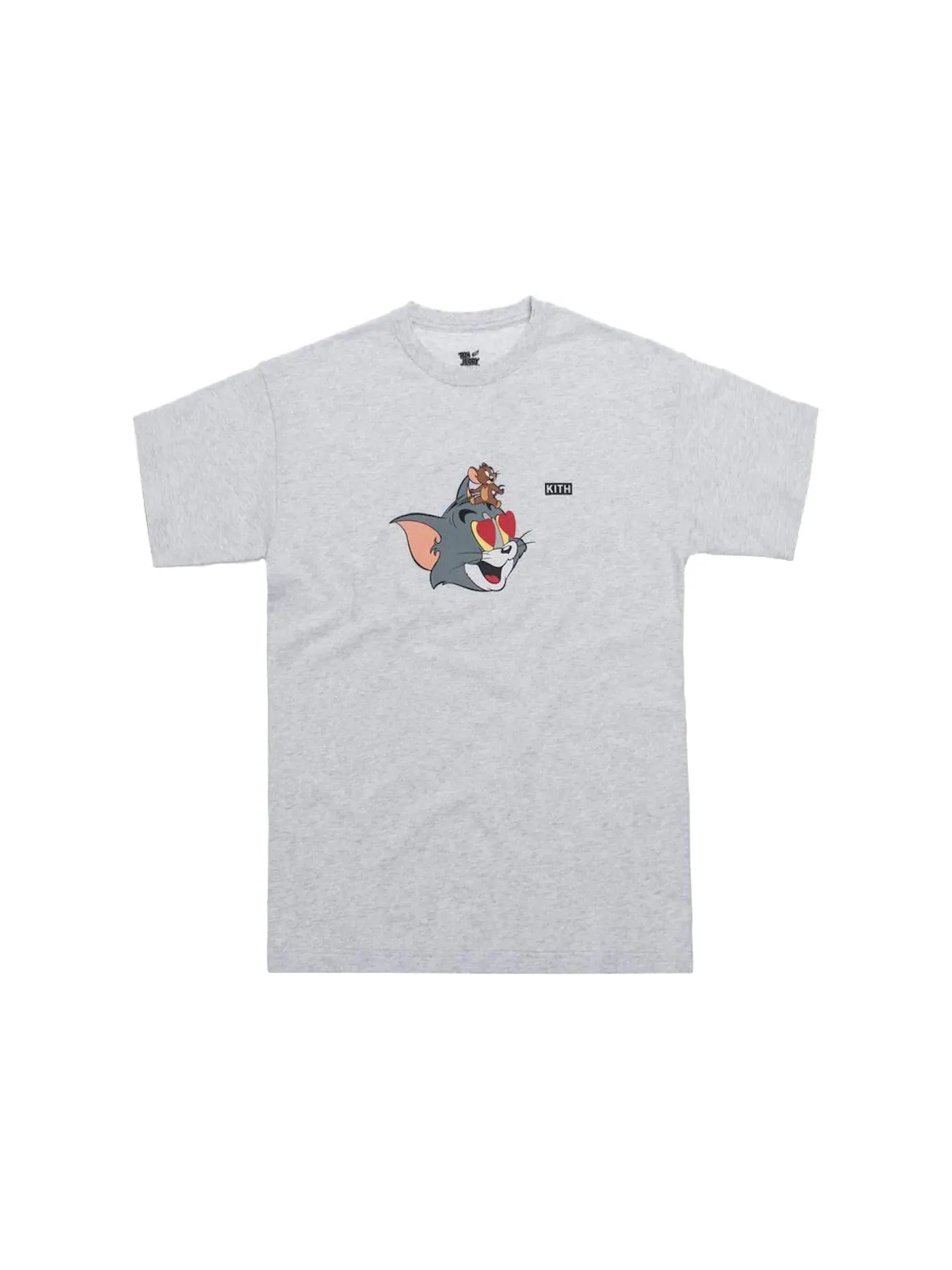 Мужская футболка с принтом Kith x Tom & Jerry Heart Tee — изображение 1 из 1, светлый серый