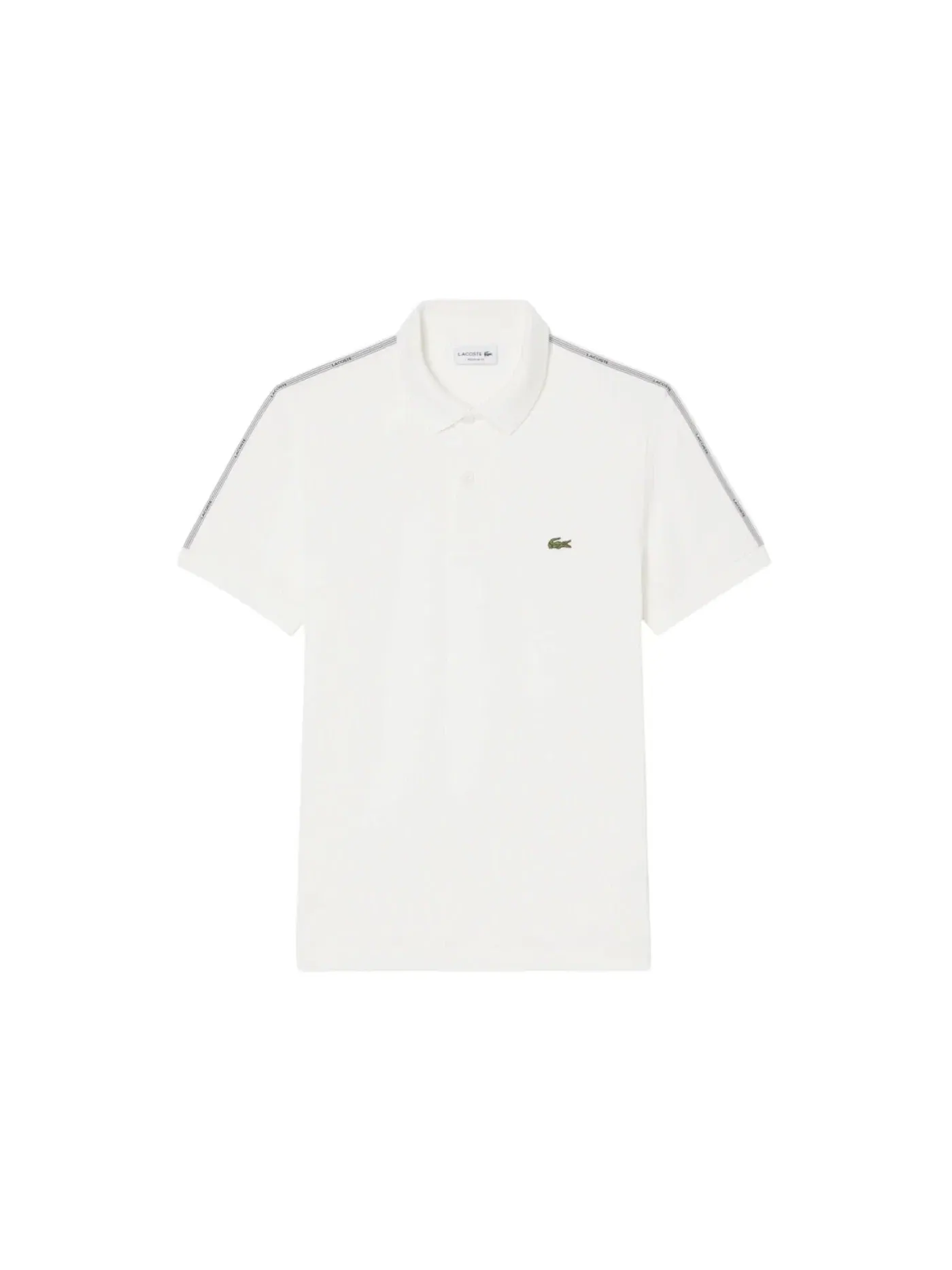 Поло Lacoste мужское, хлопковое пике, короткий рукав, полосатый принт — изображение 1 из 1, мука