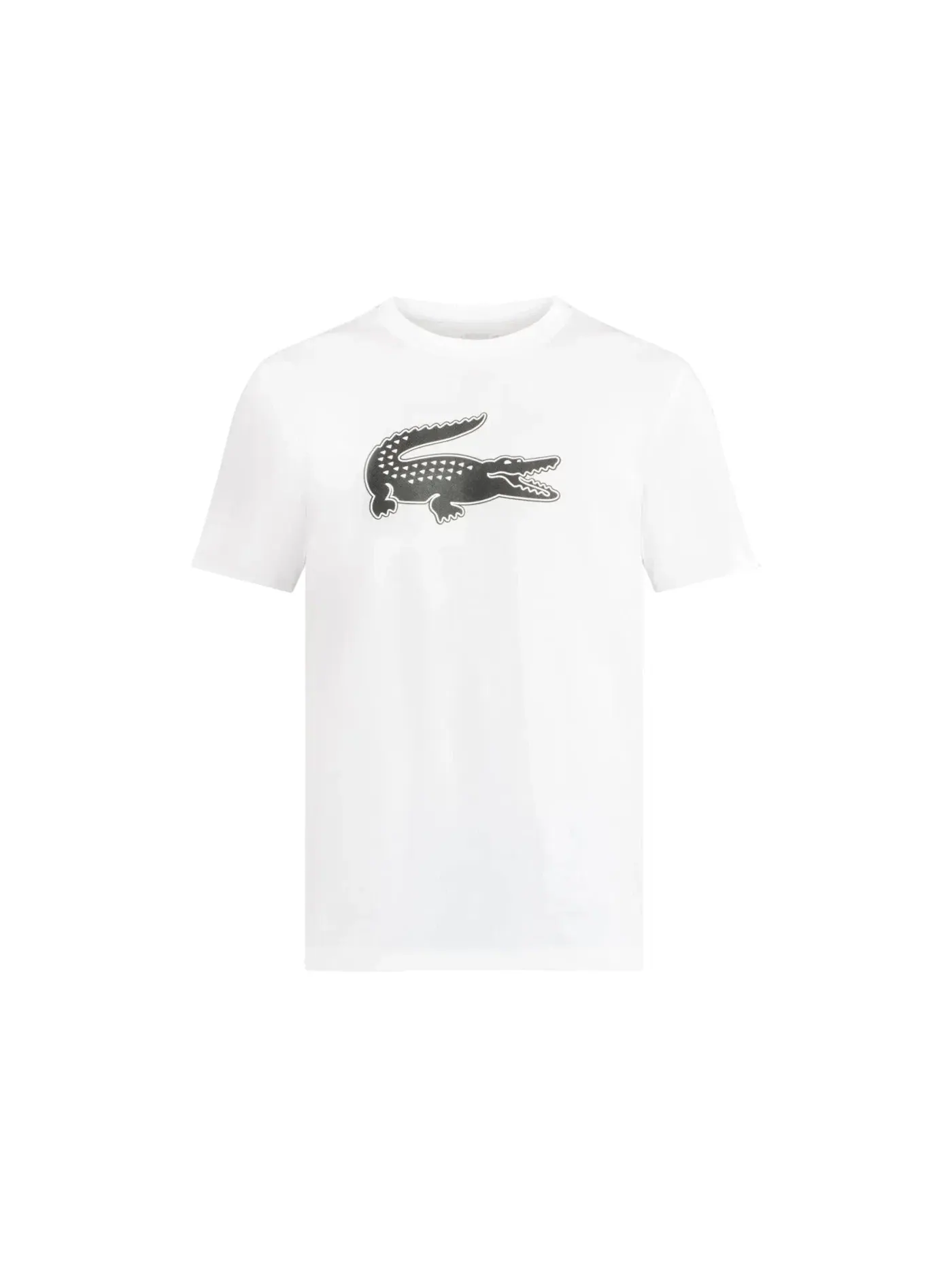 Мужская футболка Lacoste Ultra Dry Logo Sport T-shirt, с принтом — изображение 1 из 1, белый/черный