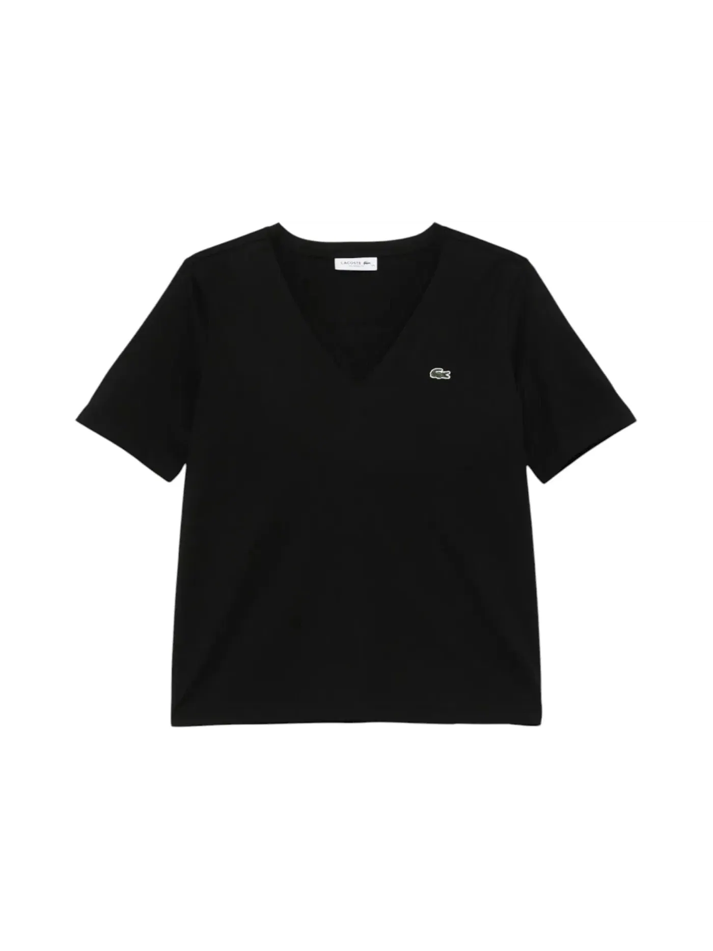 Футболка женская Lacoste Relaxed Fit, V-образный вырез — изображение 1 из 1, черный