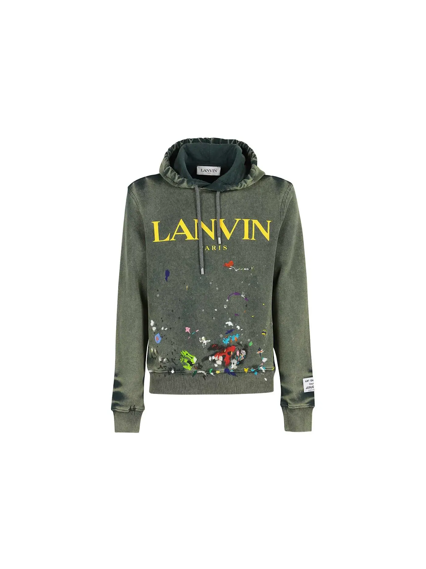 Мужской худи с эффектом потертости и следами краски Lanvin — изображение 1 из 1, зеленый
