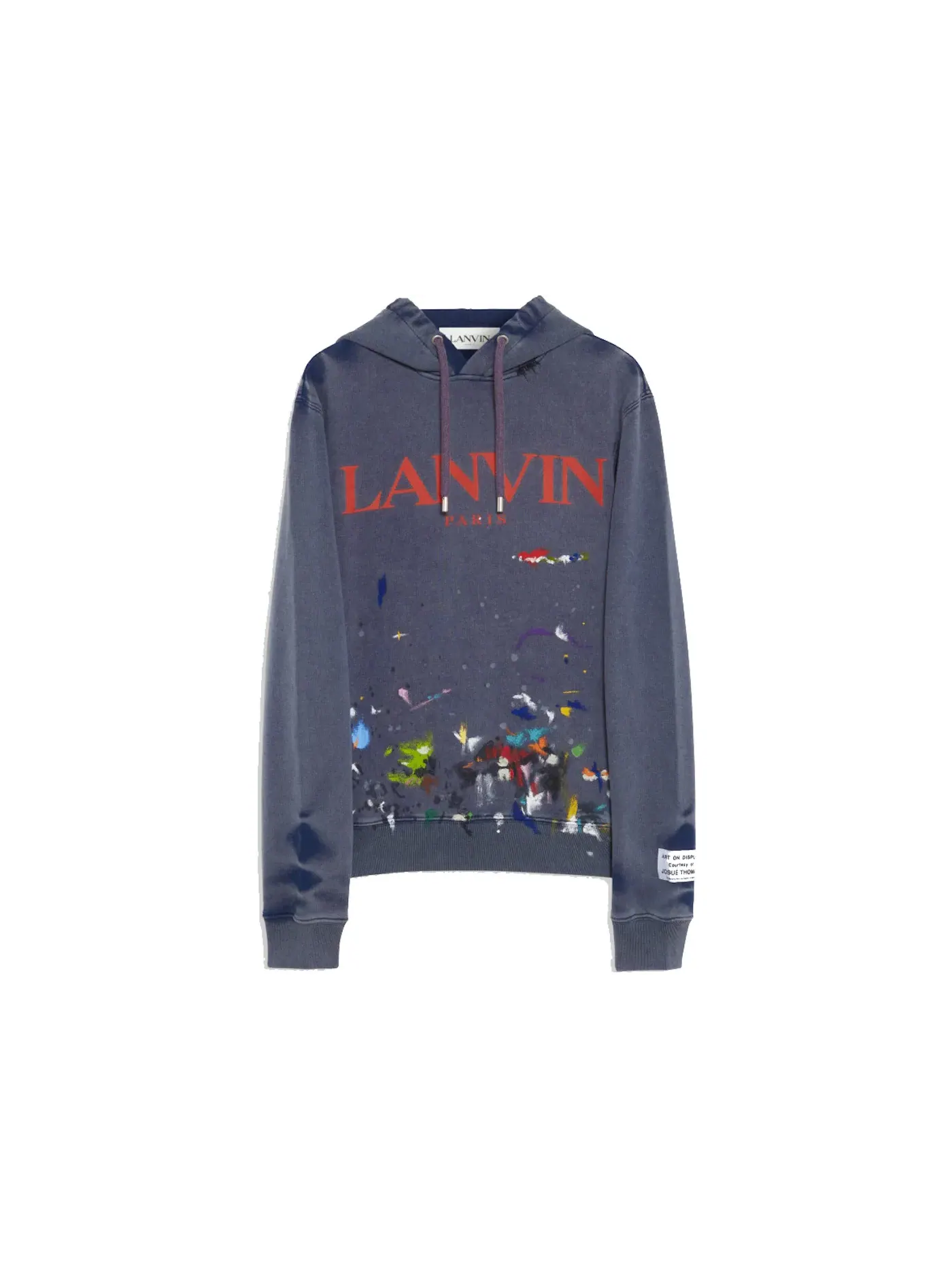 Мужской худи с потертостями и следами краски Lanvin — изображение 1 из 1, темно-синий