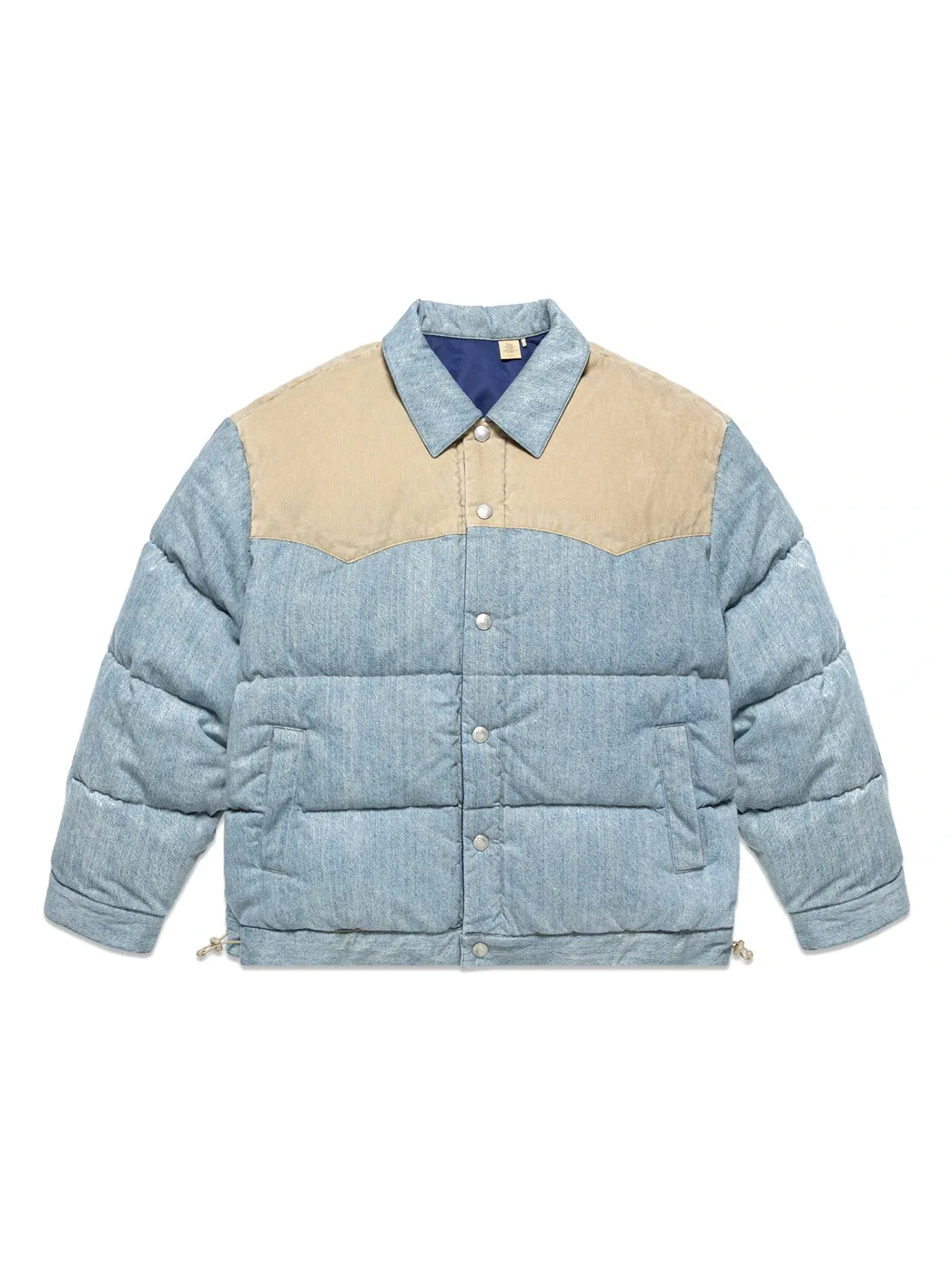 Мужская куртка-пуховик джинсовая с принтом Levis x CLOT — изображение 1 из 3, индиго синий