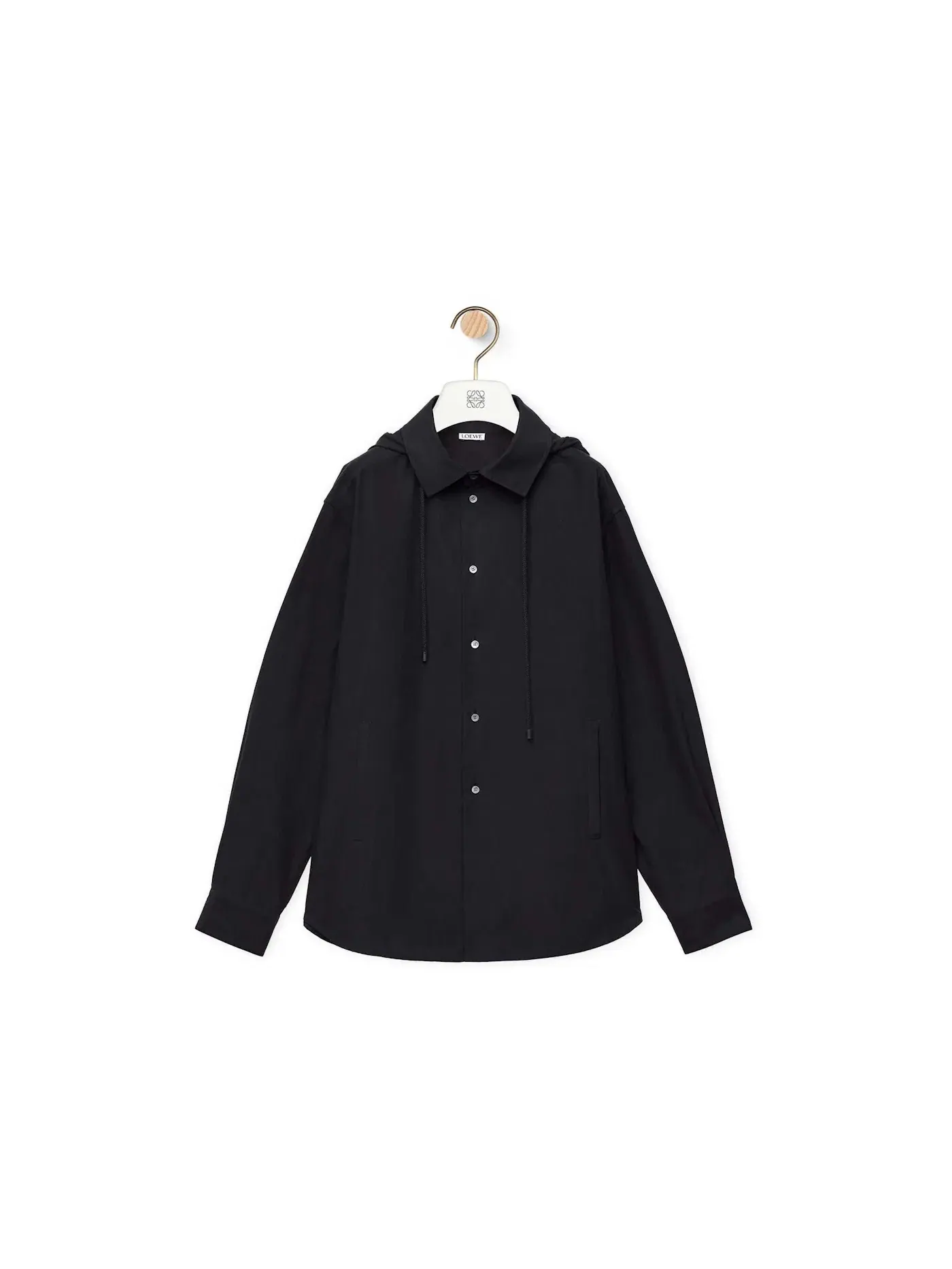 Мужская рубашка-овершерт с капюшоном хлопковая Overshirt In Cotton LOEWE — изображение 1 из 2, черный
