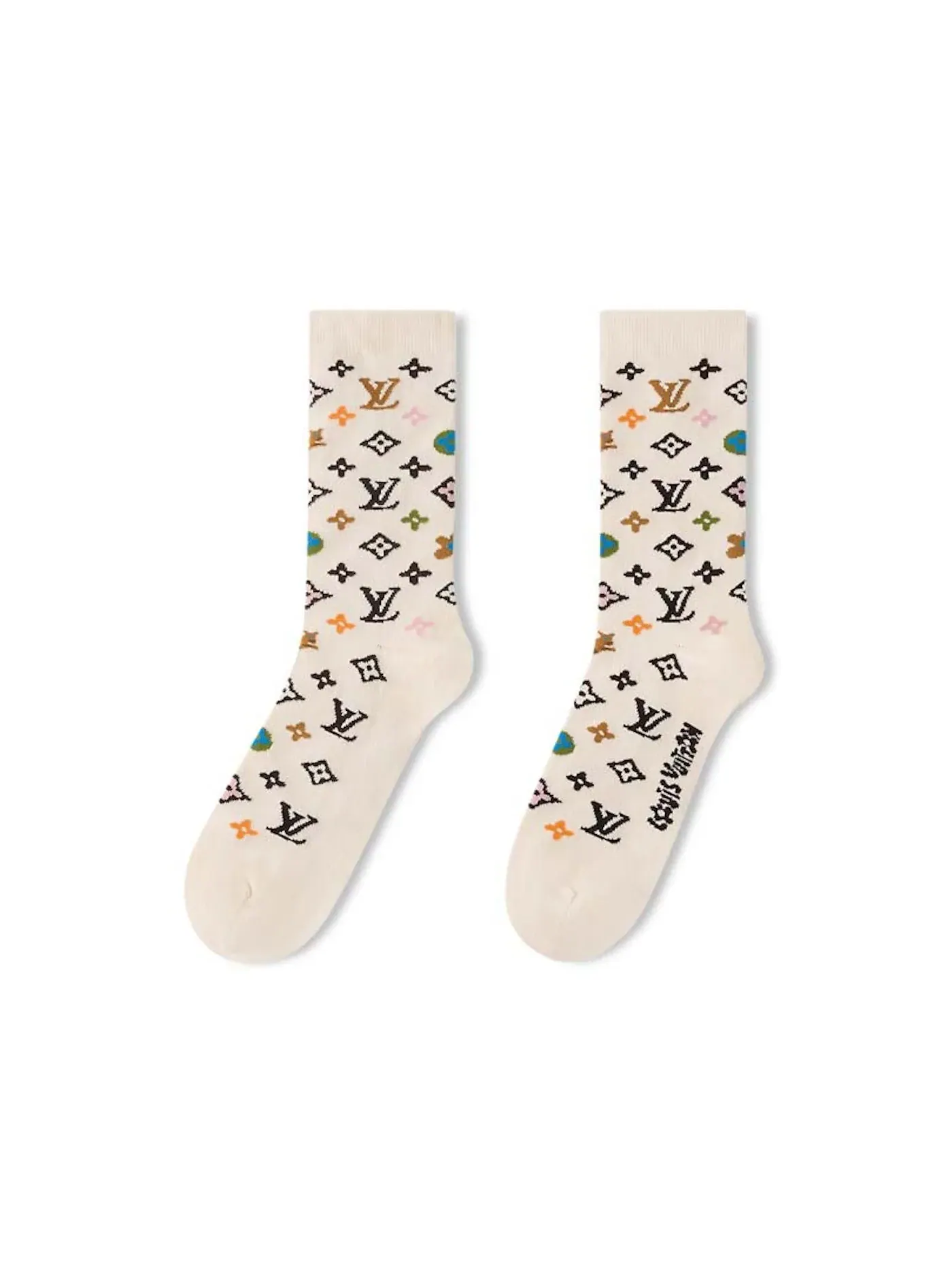 Мужские носки с монограммой Louis Vuitton by Tyler, the Creator Monogram Craggy — изображение 2 из 3, бежевый
