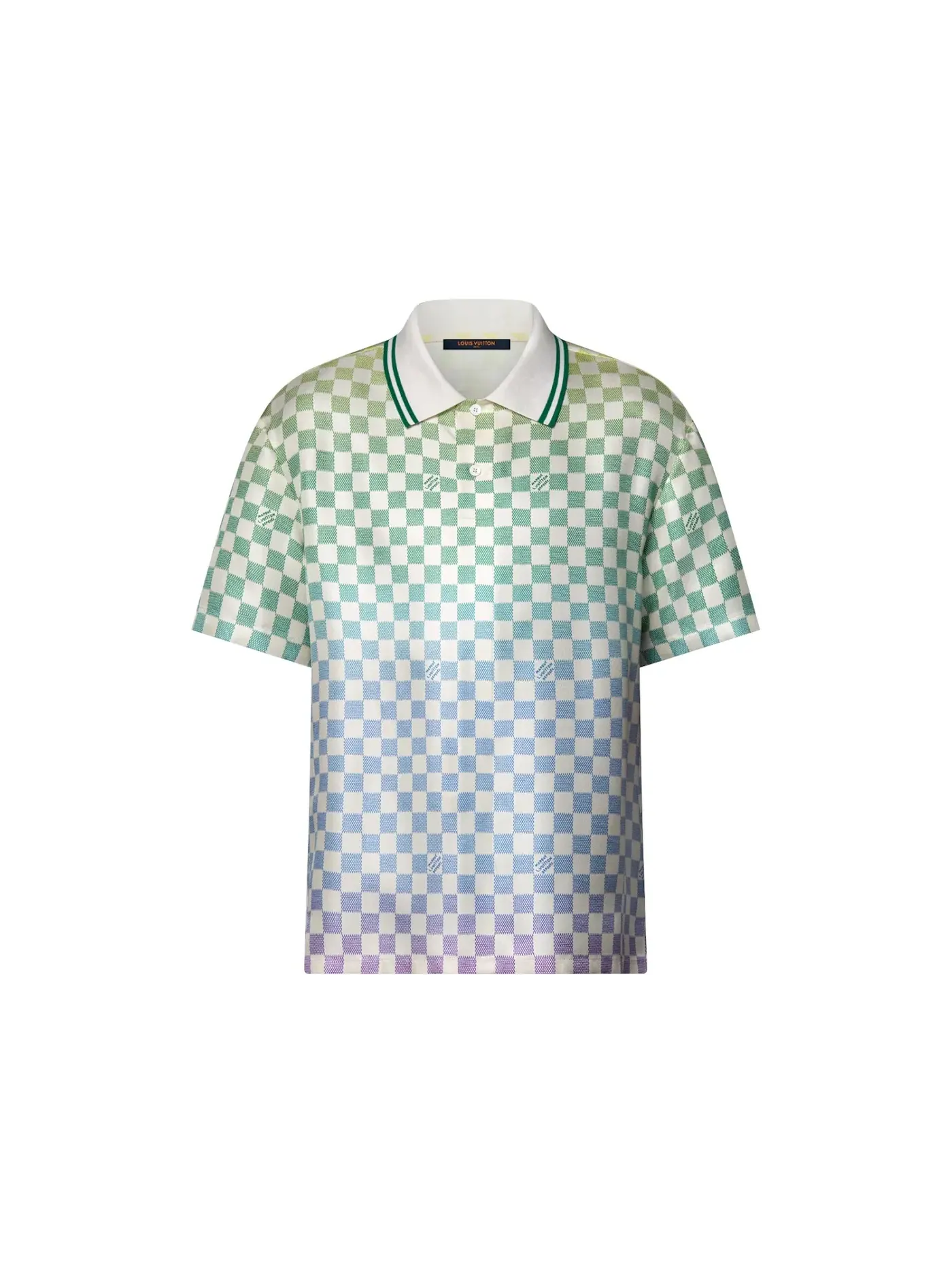 Мужская рубашка-поло шелковая с принтом Damier Gradient Louis Vuitton — изображение 1 из 1, мульти