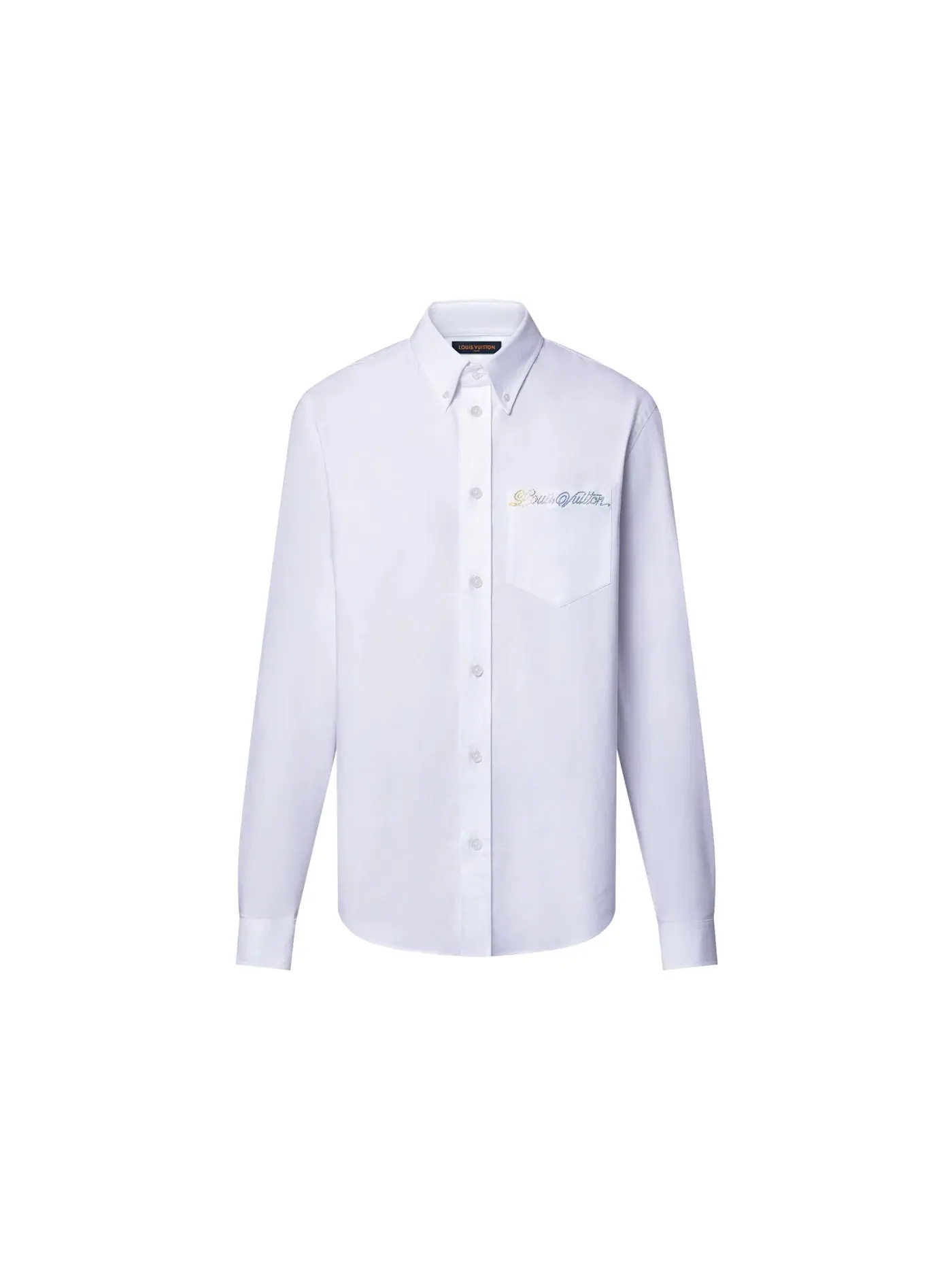 Мужская рубашка с длинным рукавом Embellished Long-Sleeved Cotton Shirt Louis Vuitton — изображение 1 из 1, белый