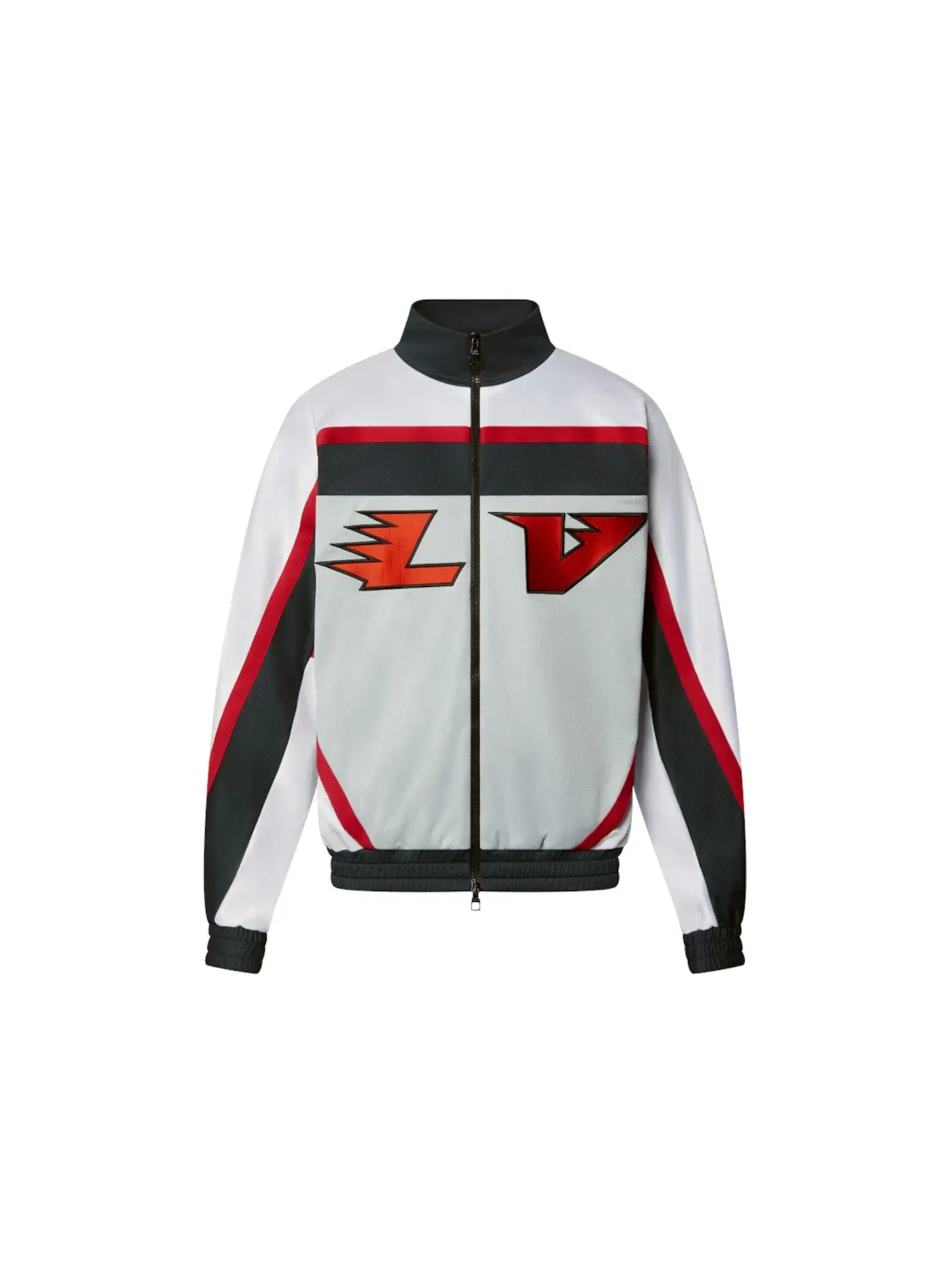 Мужская куртка с принтом Embellished LV Graphic Hockey Tracktop Jacket Louis Vuitton — изображение 1 из 1, белый