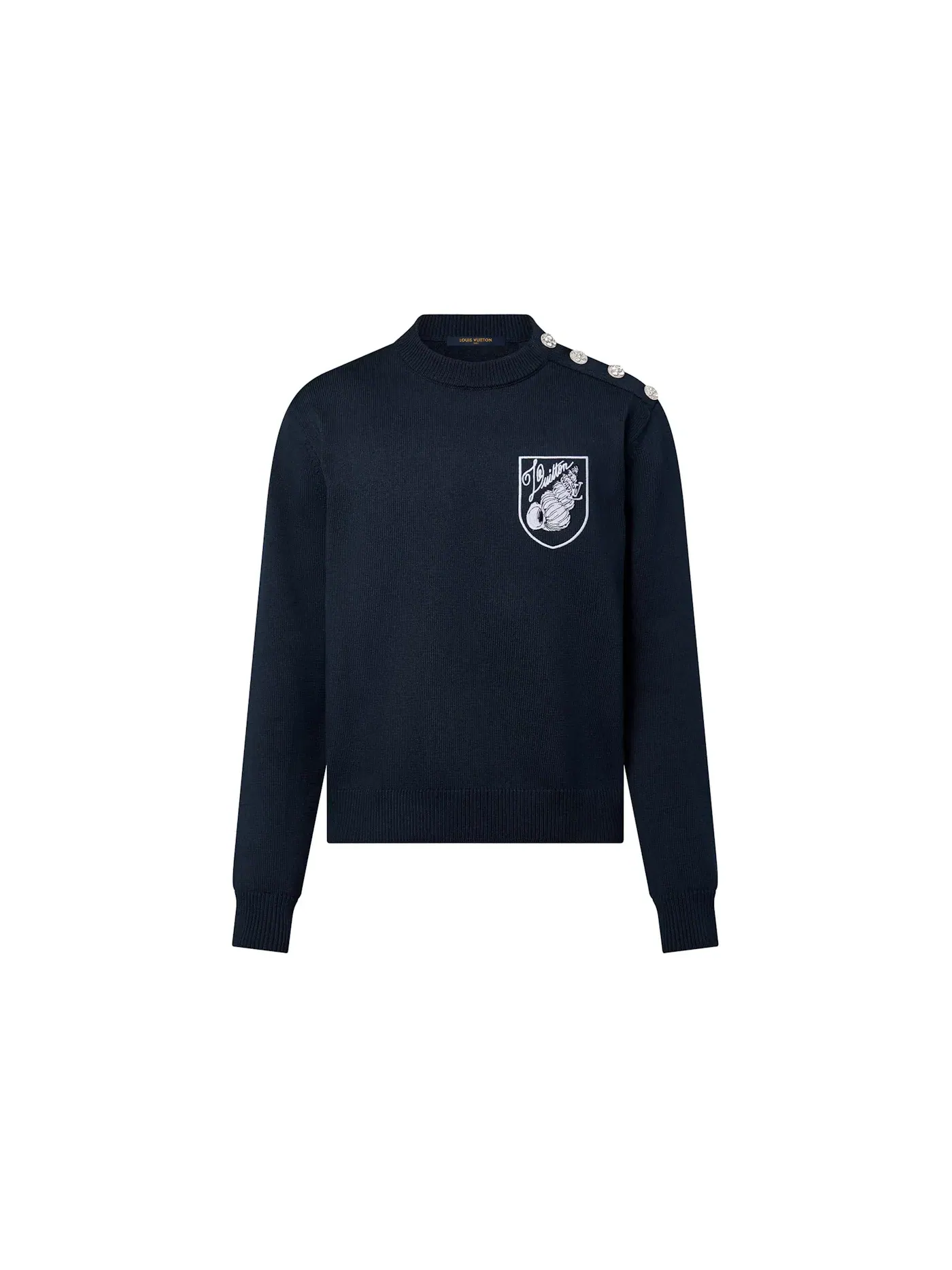 Мужской джемпер с вышивкой Crewneck Louis Vuitton — изображение 1 из 1, темно-синий