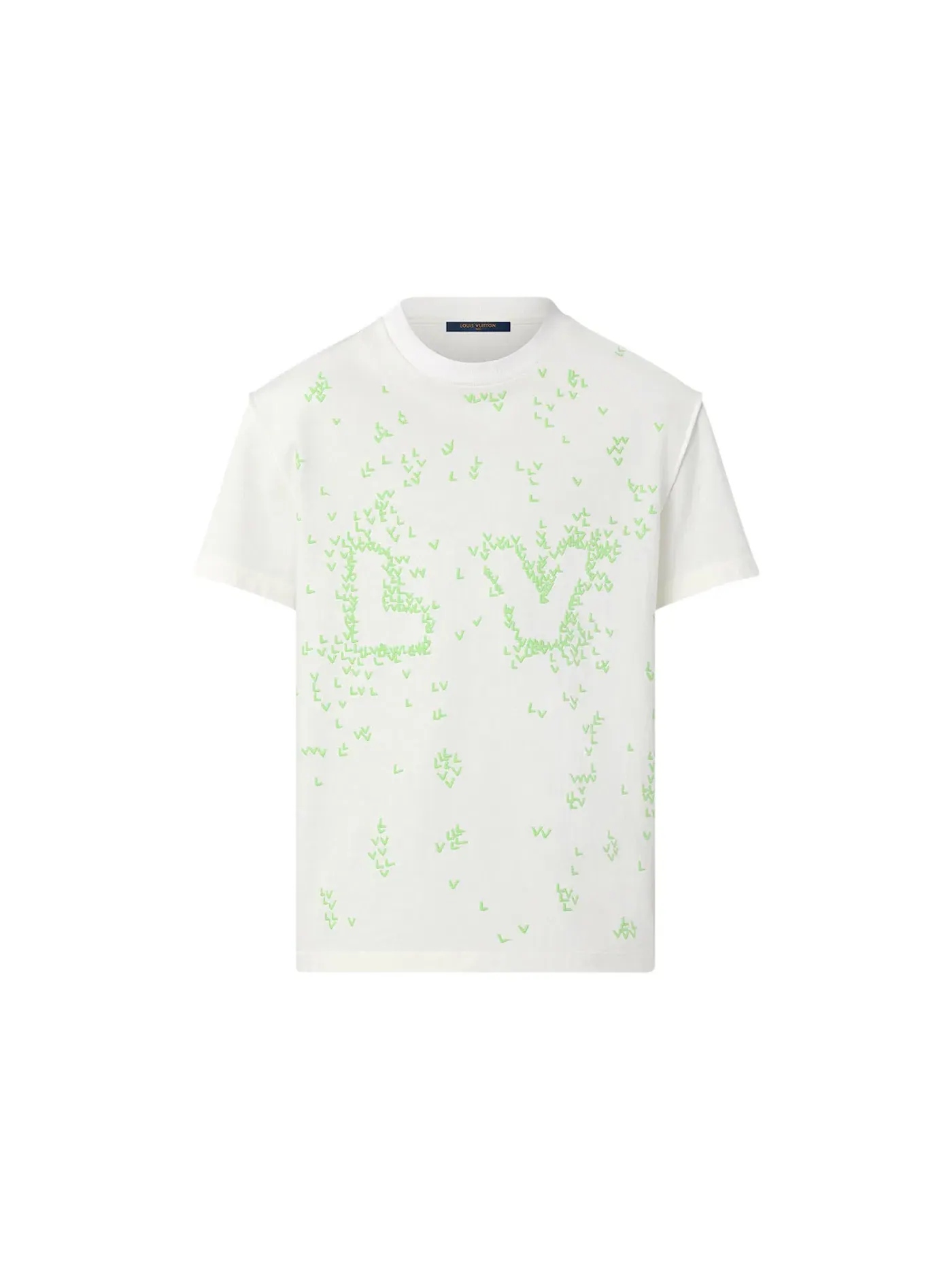 Мужская футболка с вышивкой Louis Vuitton LV Spread Embroidery T-Shirt — изображение 1 из 1, белый/зеленый