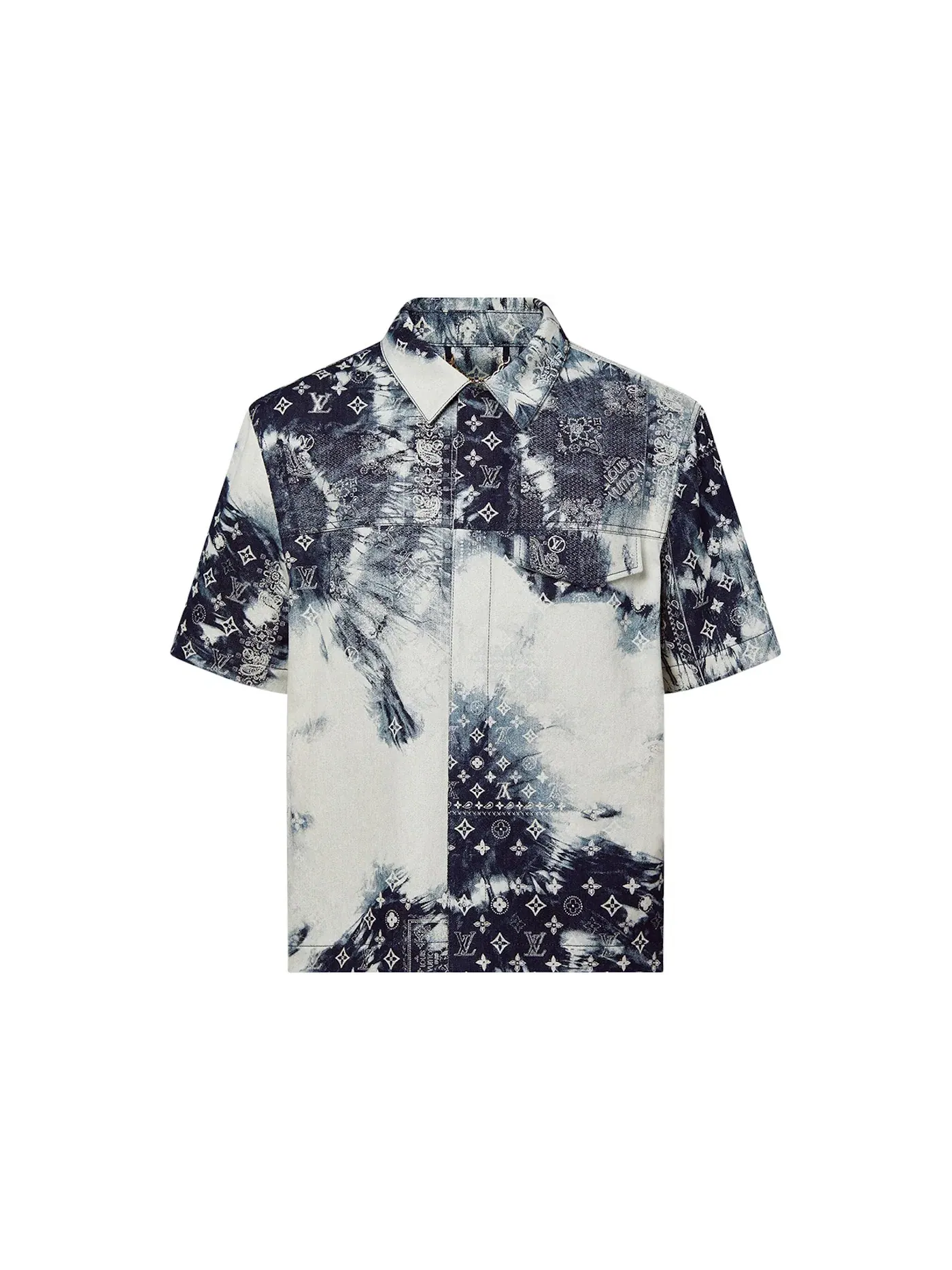 Мужская рубашка с принтом Shirt Louis Vuitton — изображение 1 из 2, индиго белый