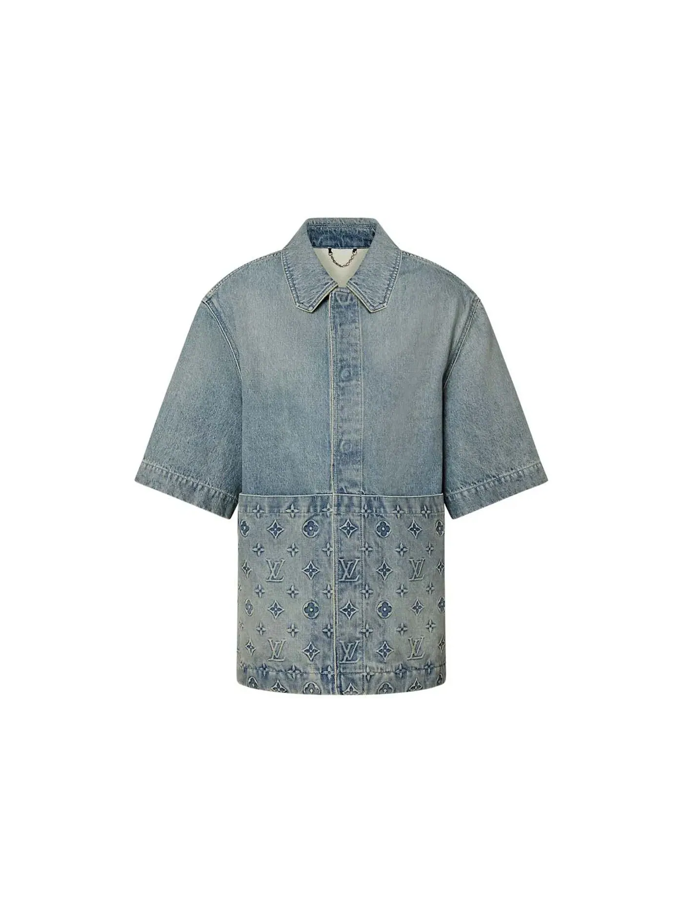 Мужская рубашка с коротким рукавом из денима Shirt Louis Vuitton — изображение 1 из 1, джинсовый синий