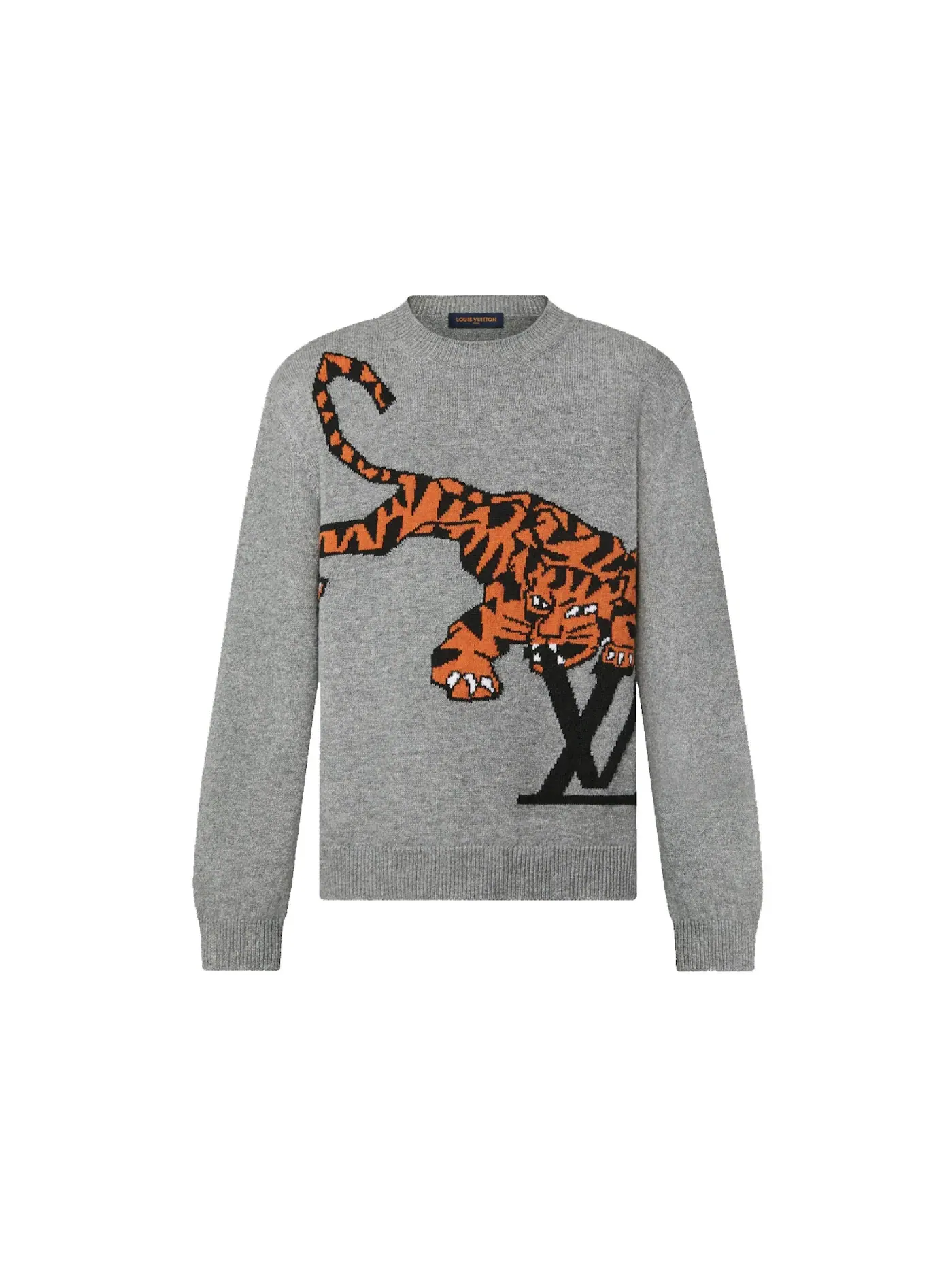 Мужской пуловер с принтом Tiger Intarsia Louis Vuitton — изображение 1 из 1, серый