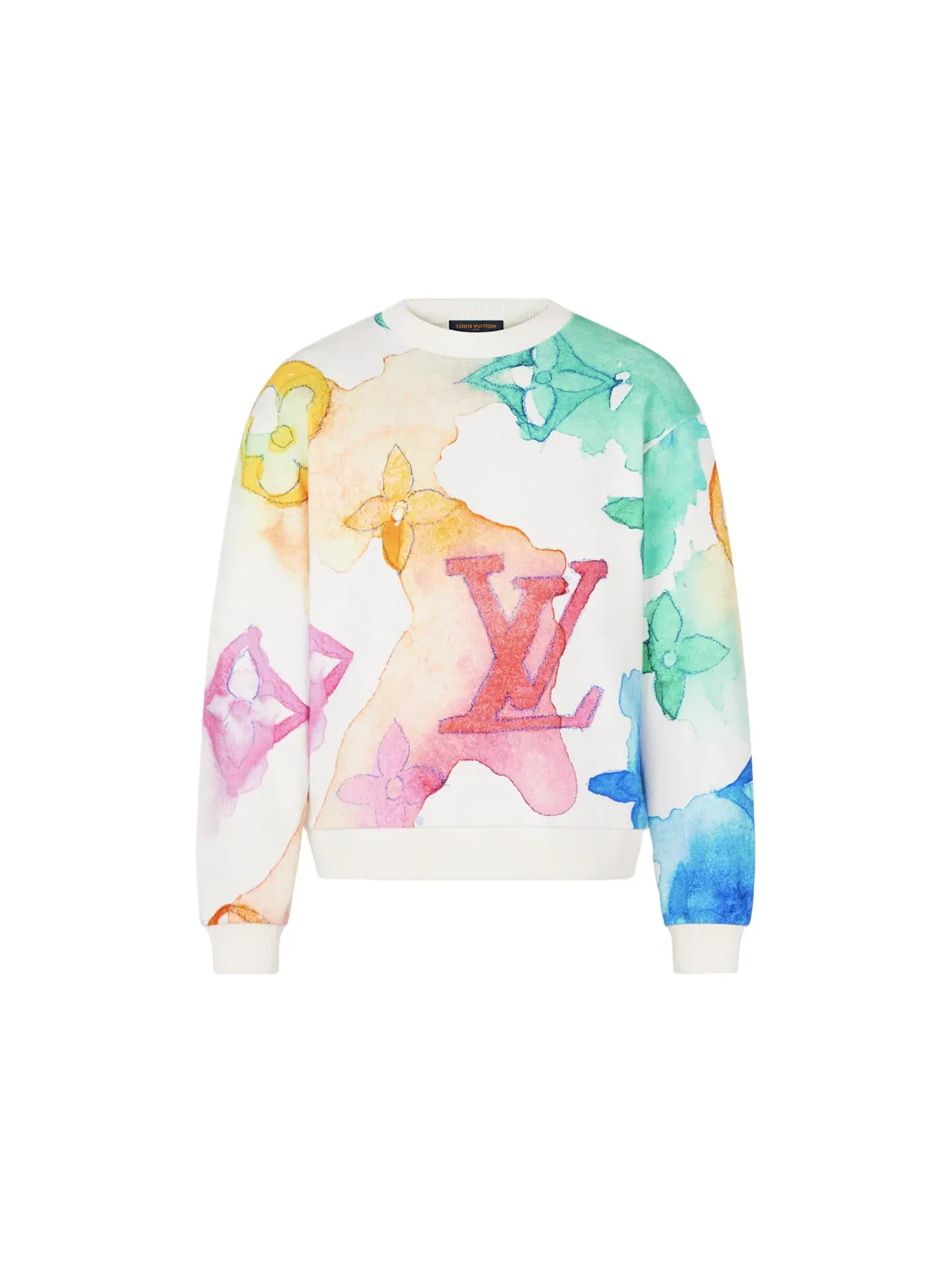 Мужской свитшот с принтом Louis Vuitton Watercolor Giant Monogram — изображение 1 из 1, белый
