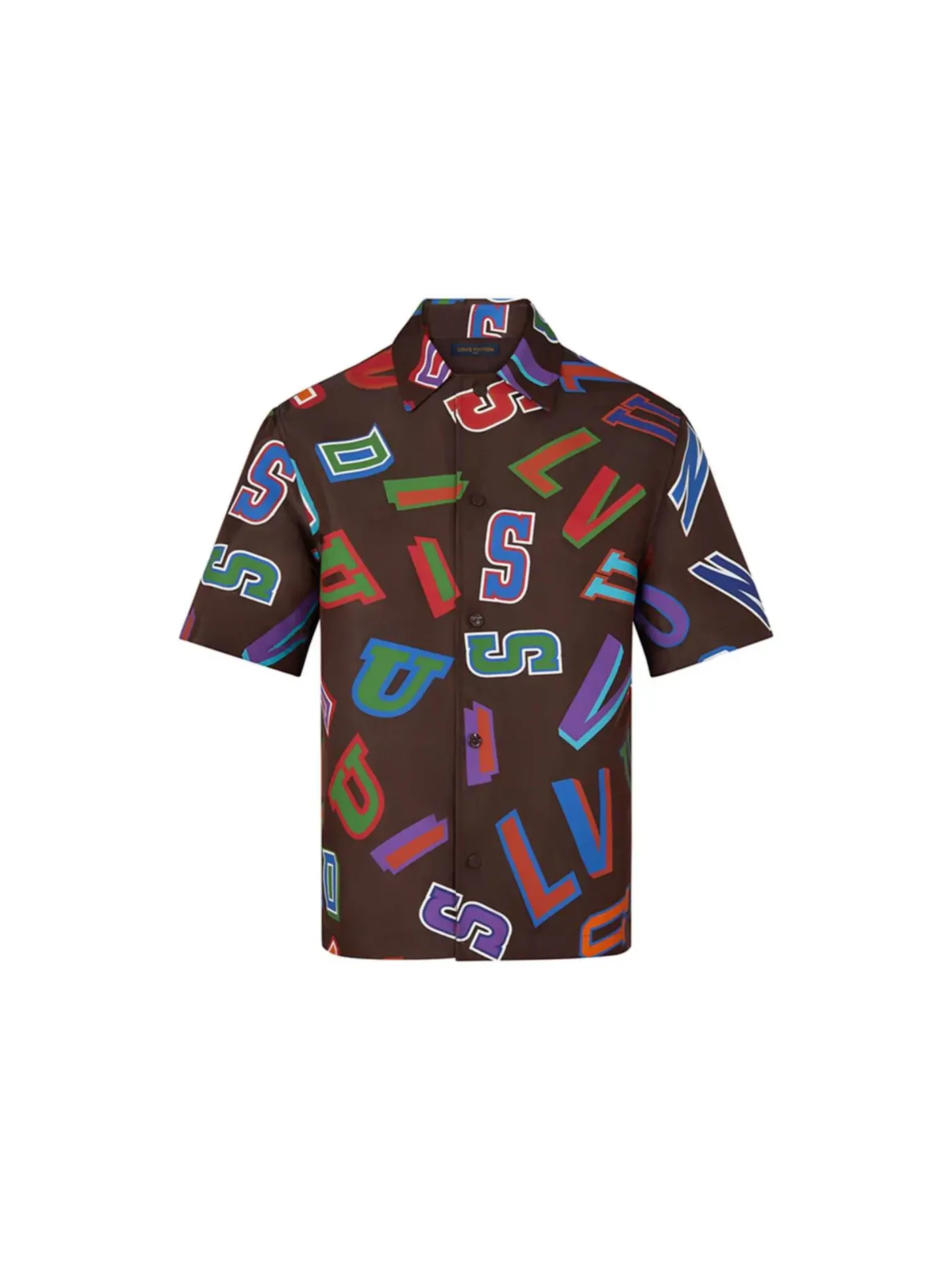 Мужская рубашка-овершерсия с принтом Louis Vuitton x NBA Basketball Letters Overshirt — изображение 1 из 1, коричневый