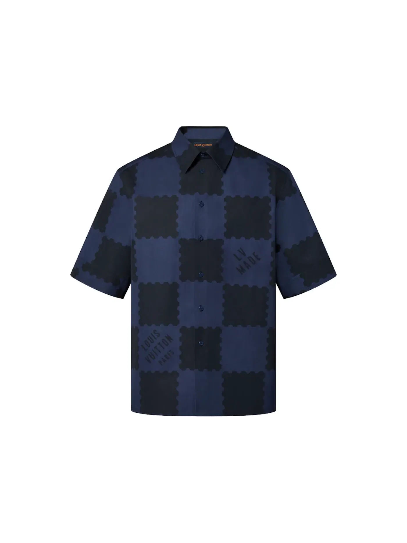Мужская рубашка с принтом Louis Vuitton x Nigo Damier Shirt, Dark Ocean — изображение 1 из 1